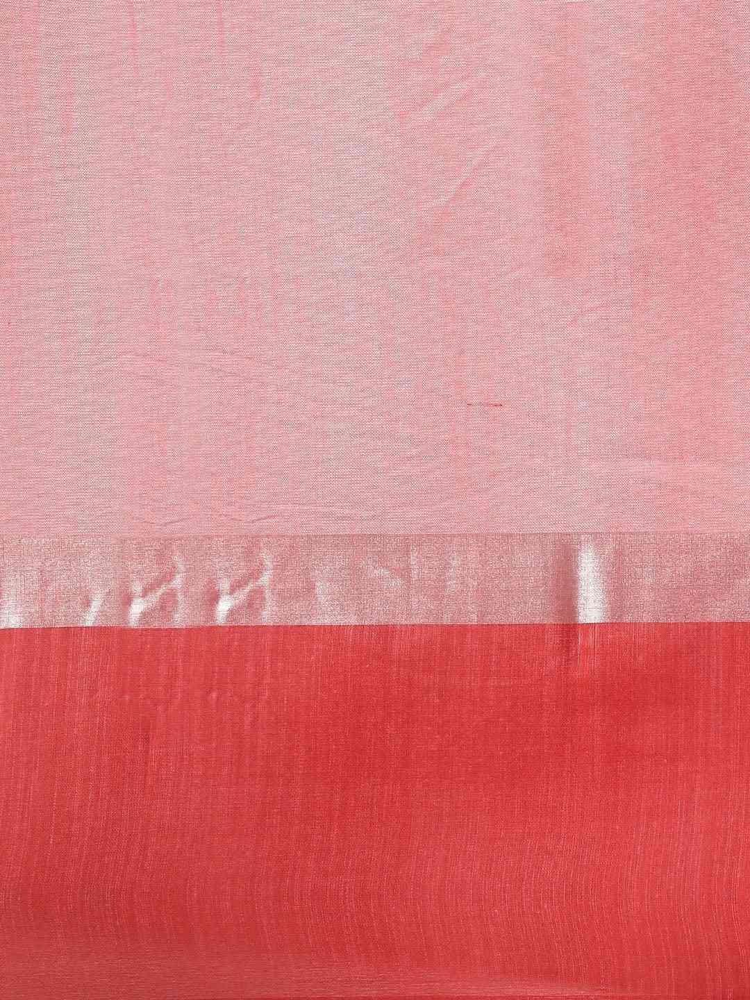 Elegant Red Colour Solid Linen Blend Saree by My Store