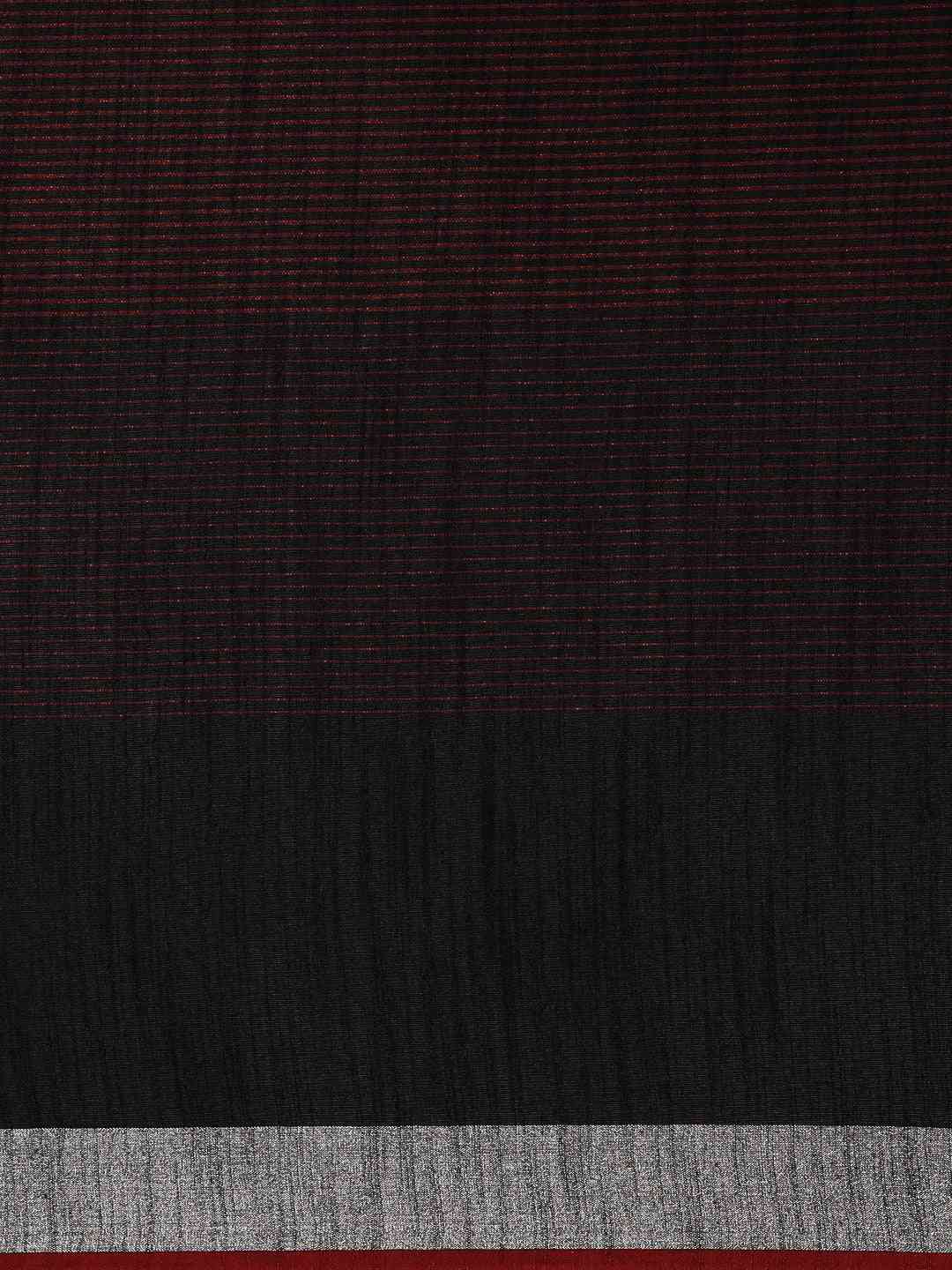 Black Colour Stylish Striped Linen Blend Saree