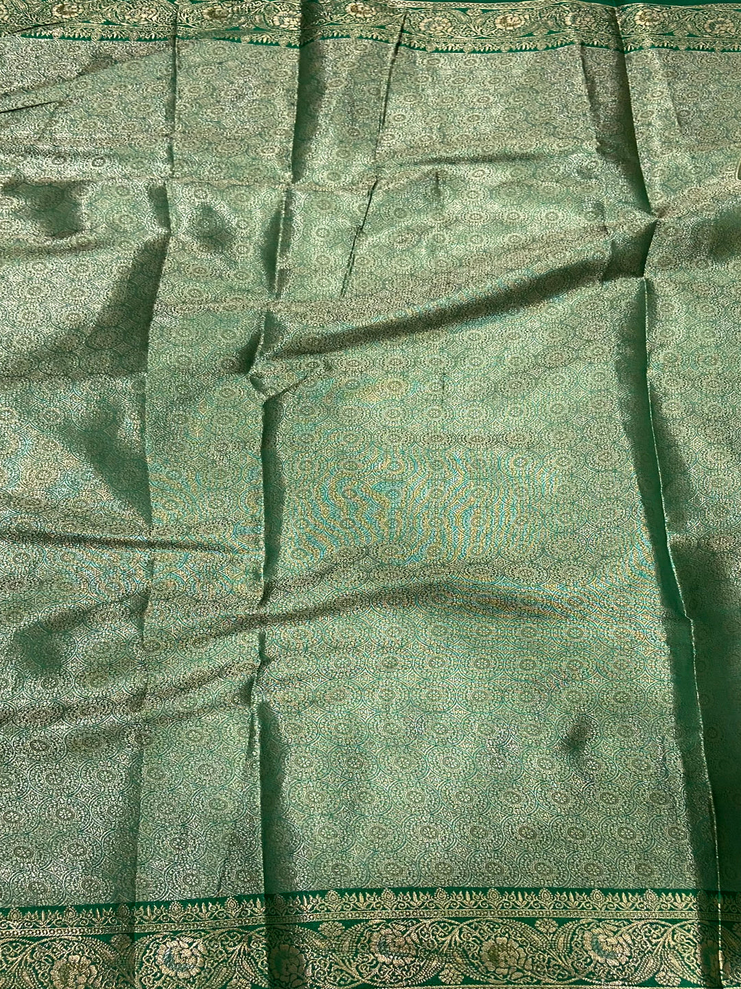 Serene Forest Green Kora Tissue Saree by My Store