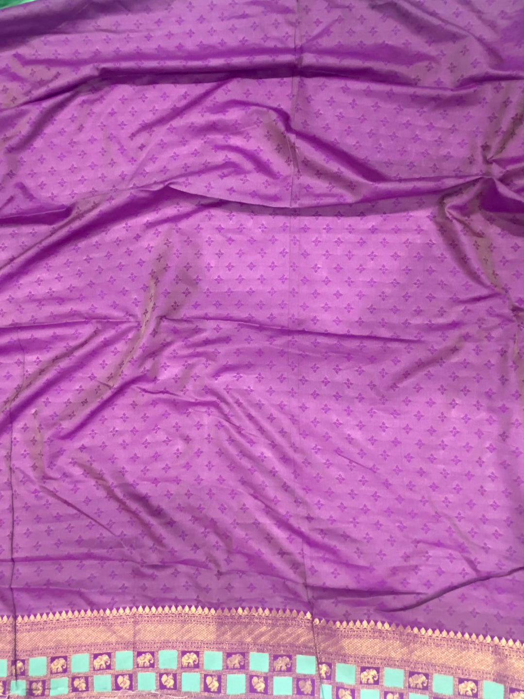 Royal Minakari Chess Border Soft Silk Saree by My Store