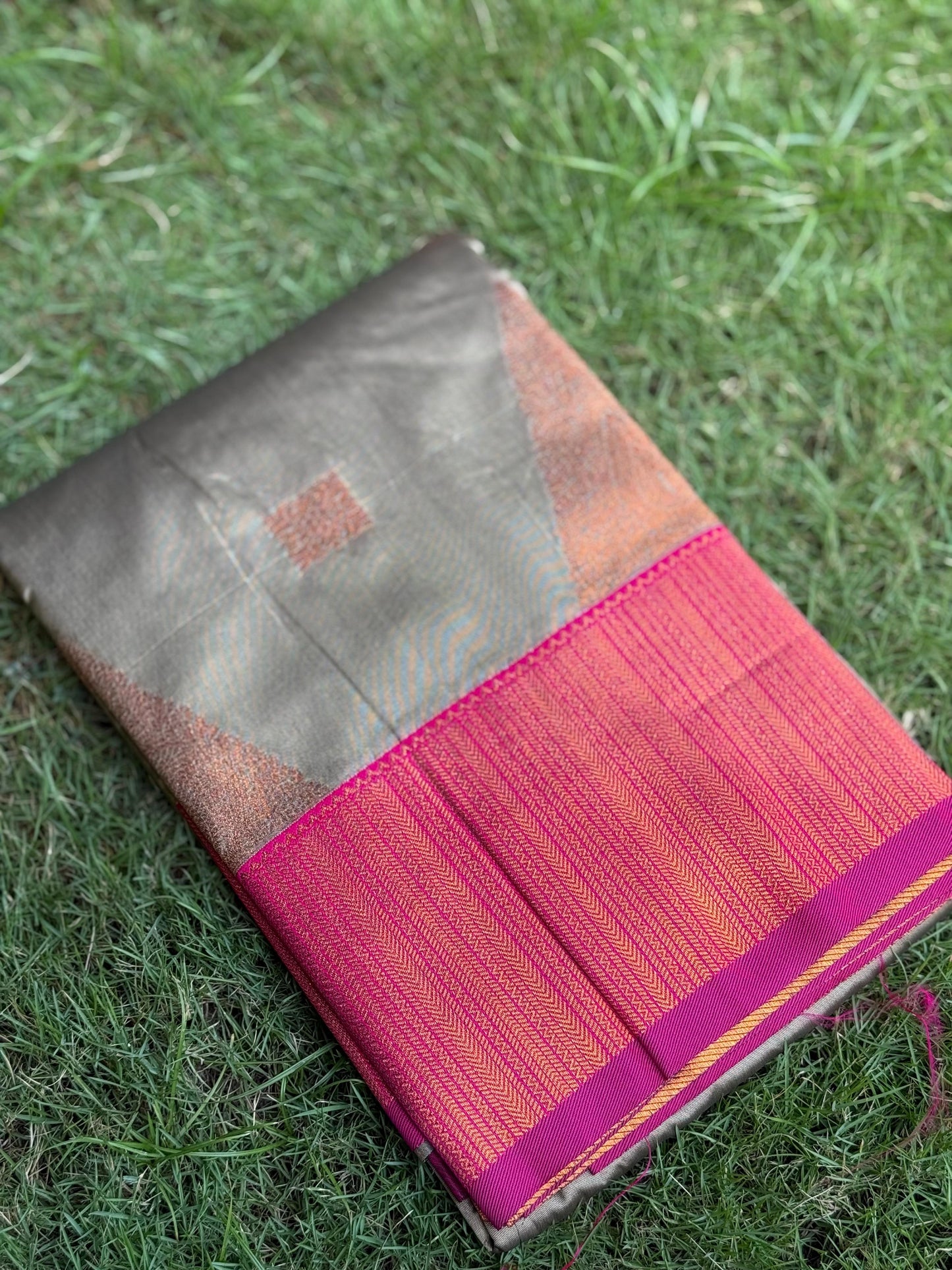 Olive Green Soft Silk Kanjivaram Saree by My Store