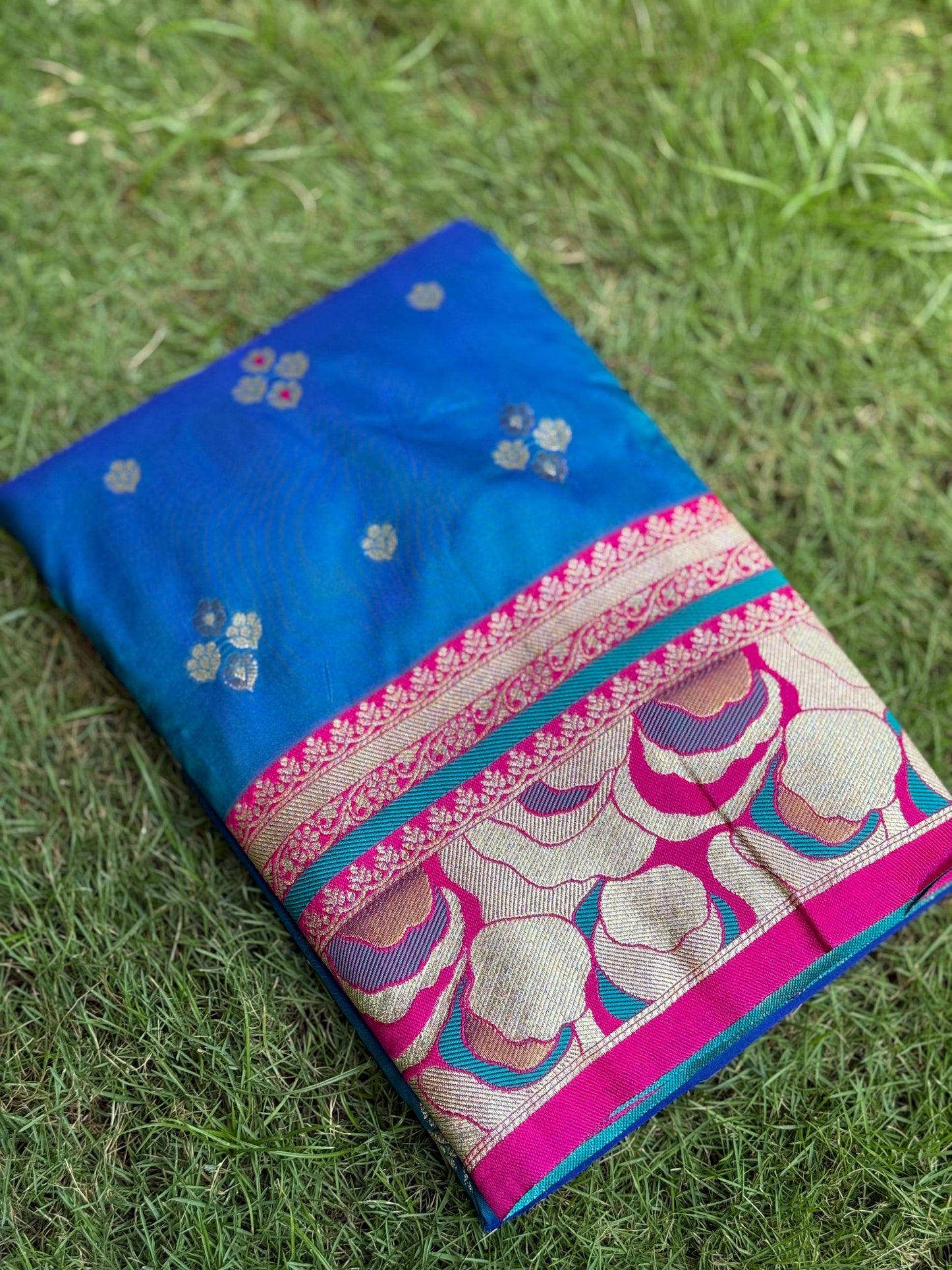 Royal Blue Soft Silk Kanjivaram Saree by My Store