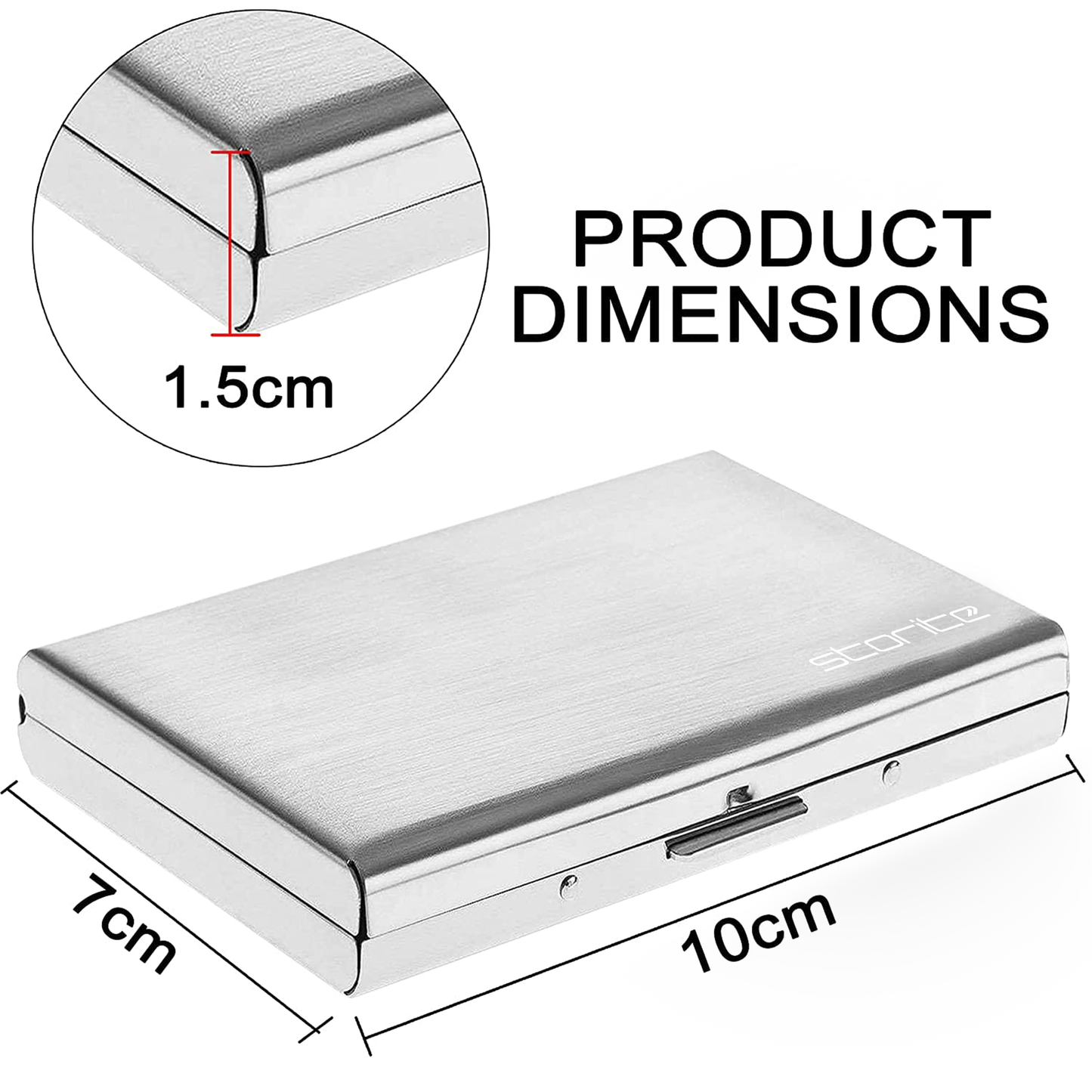 Storite - 10 Slots RFID Protected Metal Card Holder - Silver