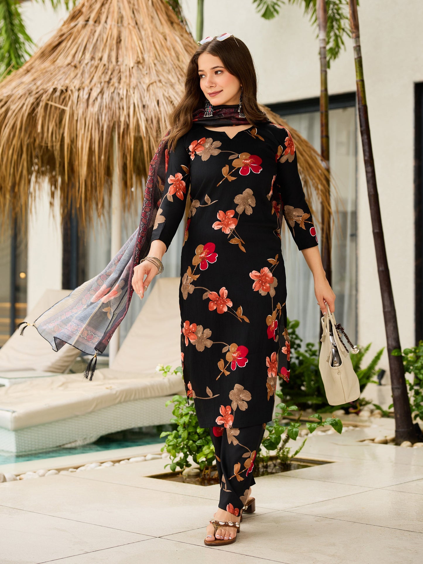 Stylish Black Printed Kurta Set for Women – Ethnic & Casual Wear