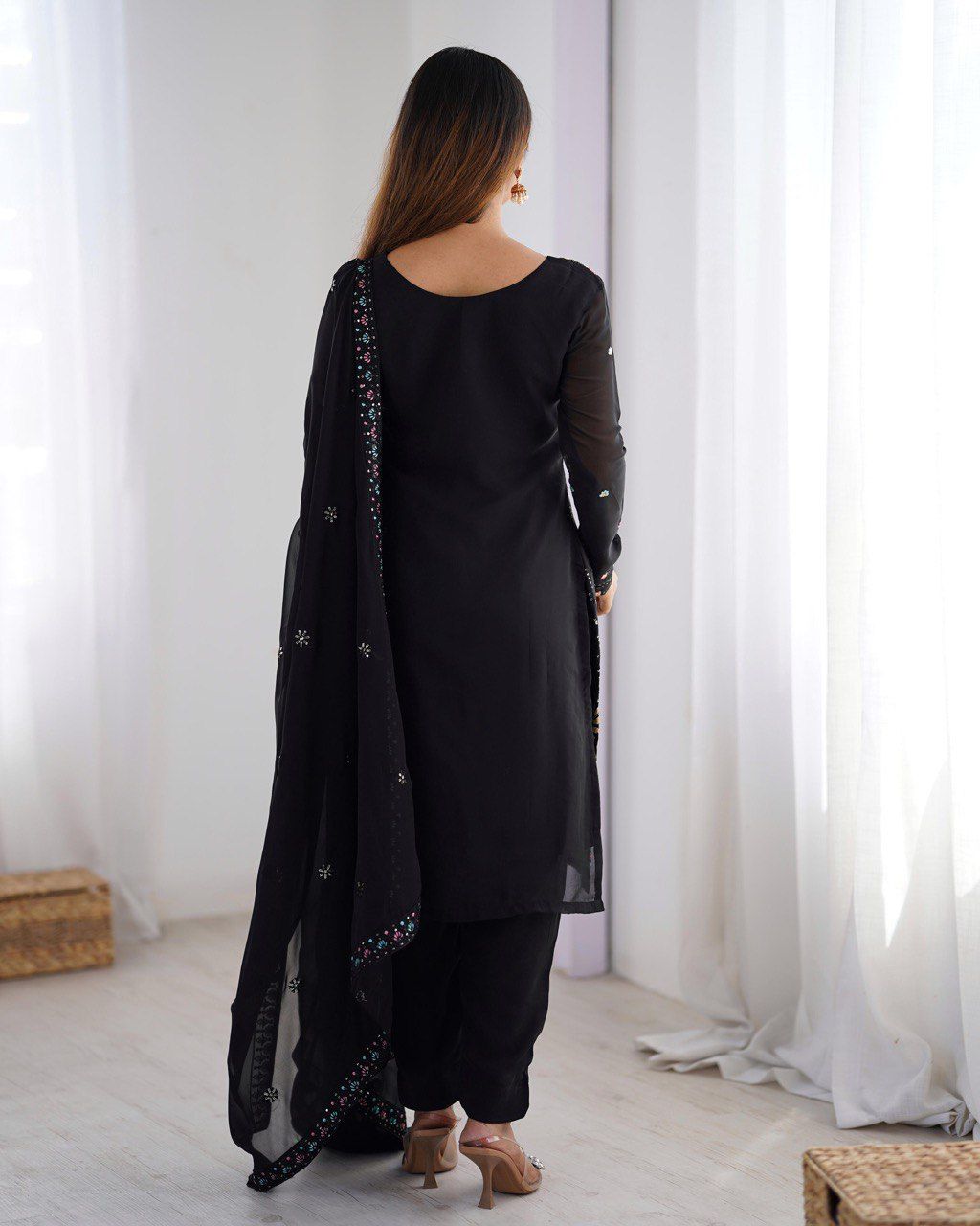 Mystic Elegance Black Kurta  set Ensemble For Women