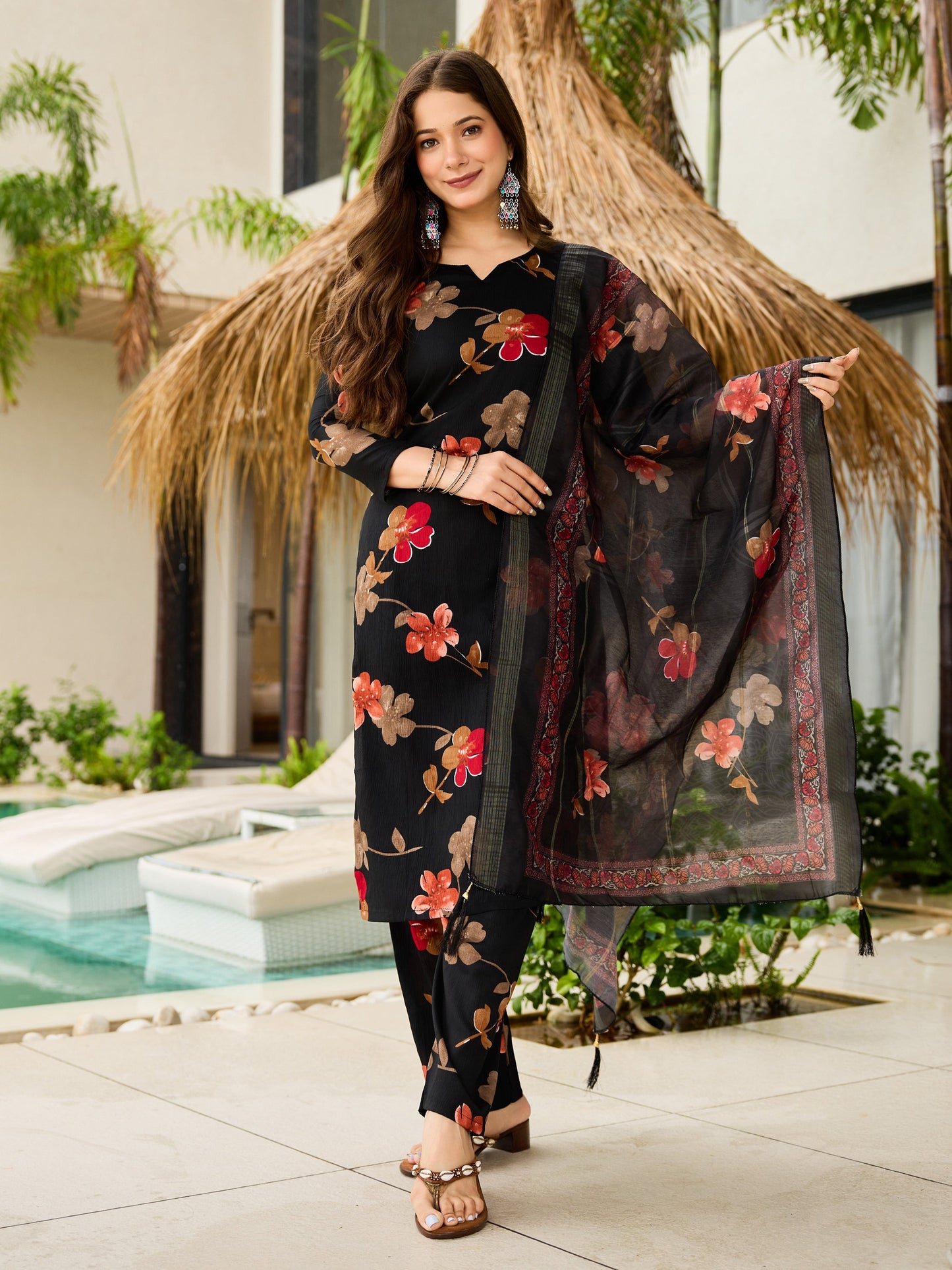Stylish Black Printed Kurta Set for Women – Ethnic & Casual Wear