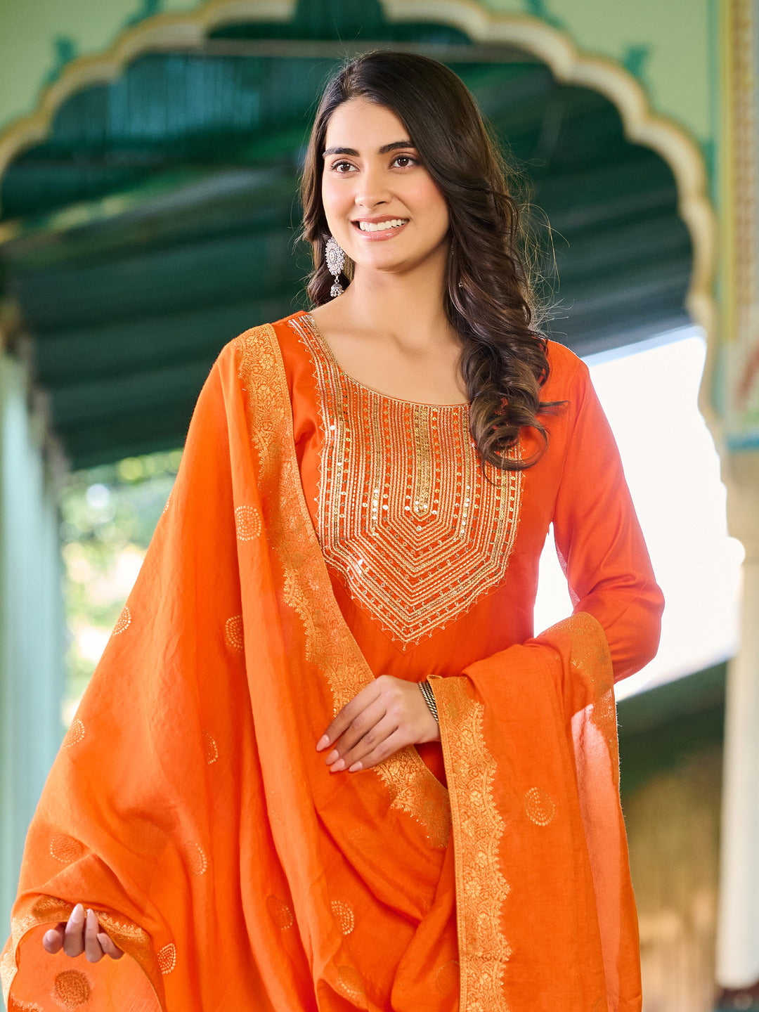 Designer Orange Kurta Set For Laddies