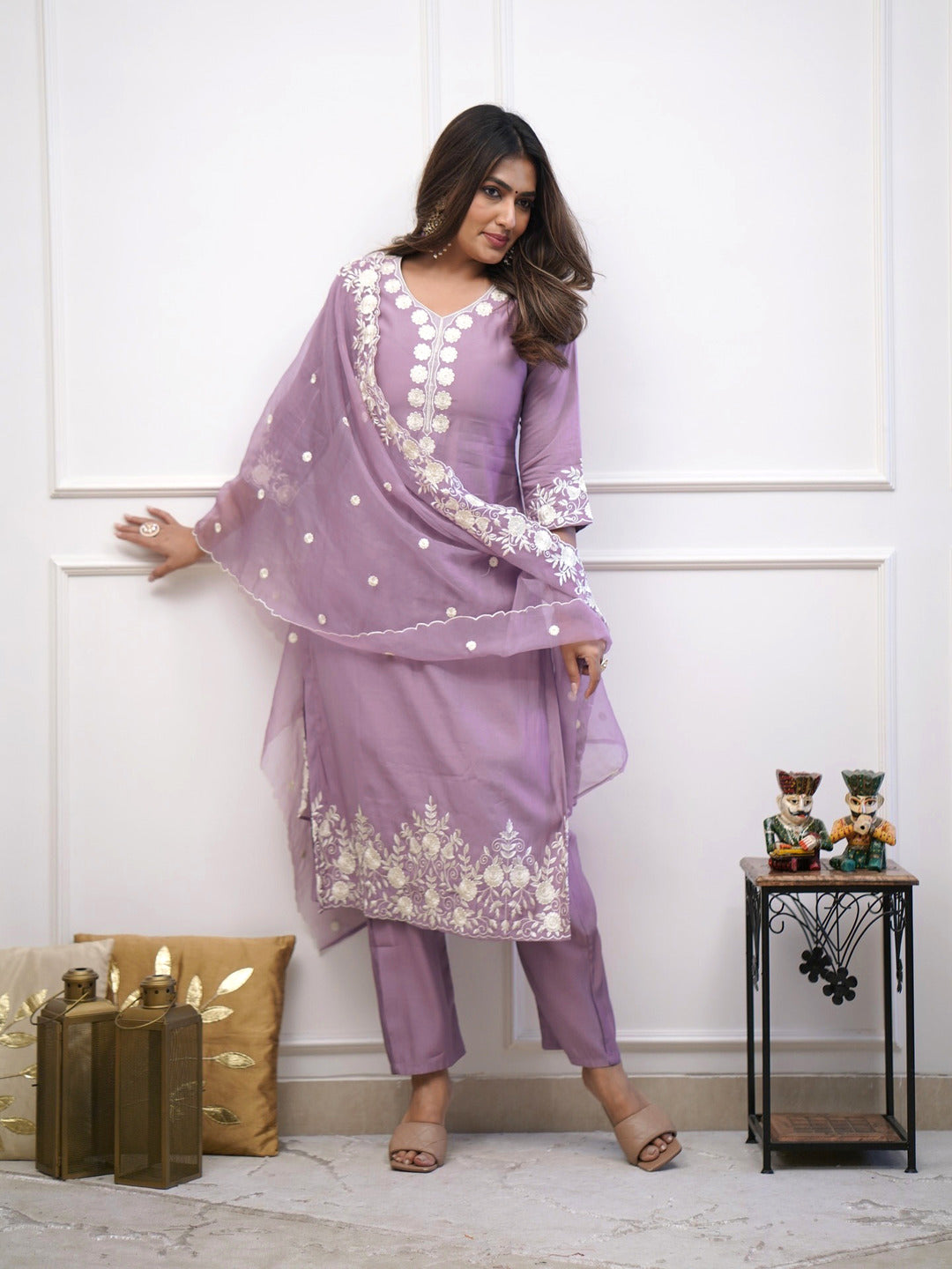 Party Wear Light Purple Kurta Set