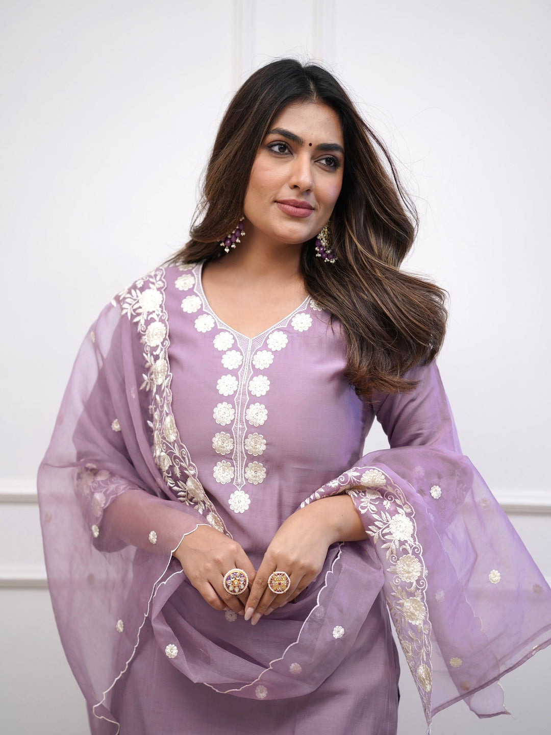 Party Wear Light Purple Kurta Set