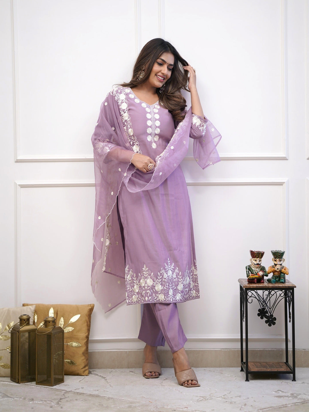Party Wear Light Purple Kurta Set