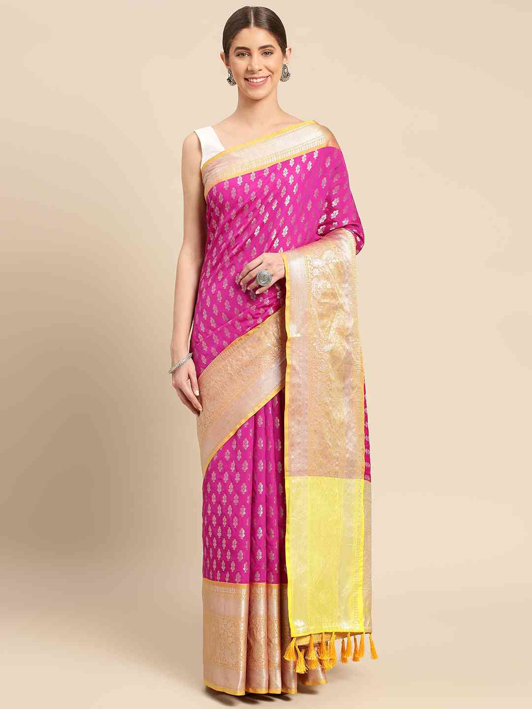 Pink Banarasi Katan Silk Festive Wear Saree