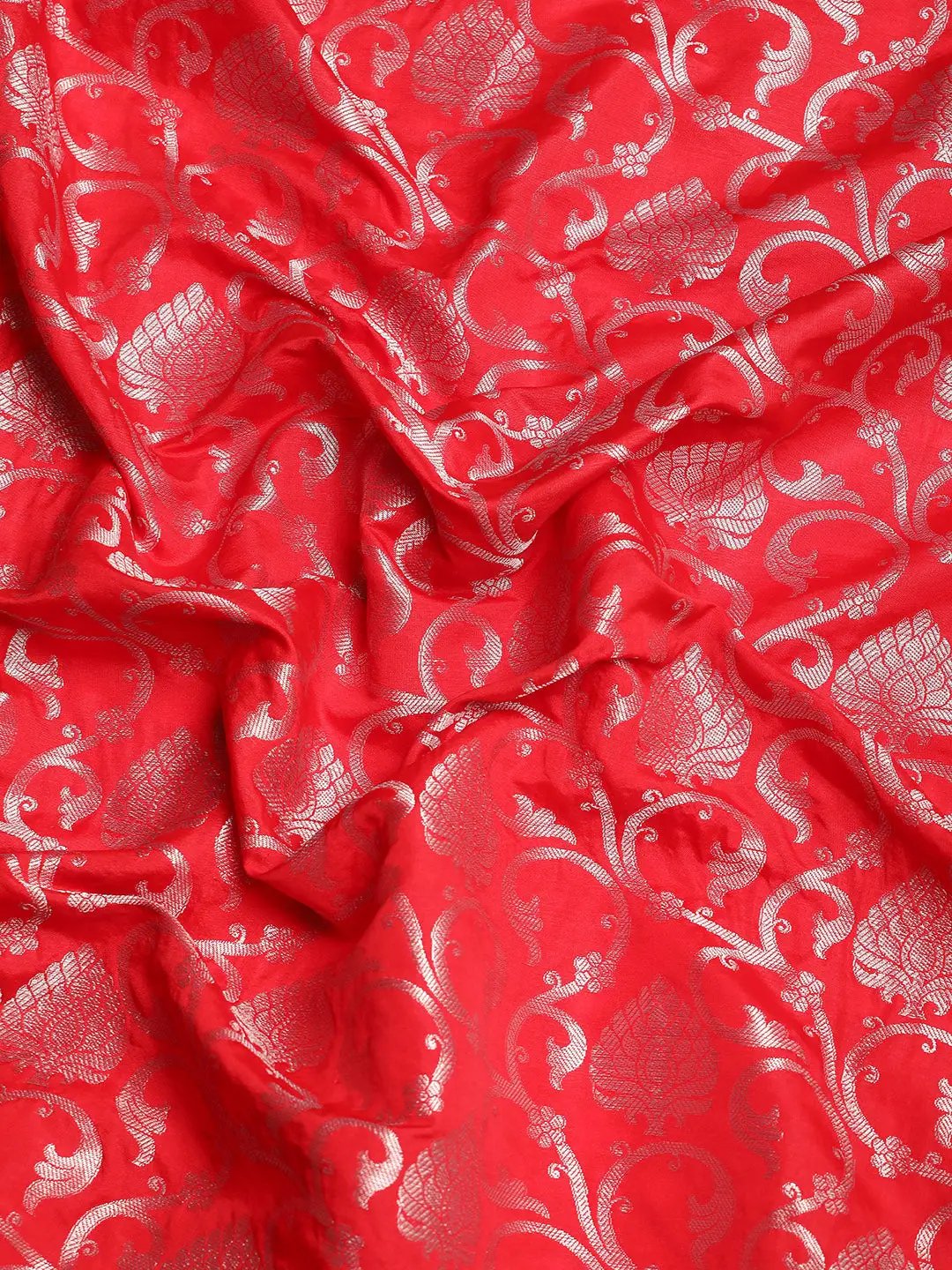 Red Banarasi Silk Design Festive Wear Saree by My Store