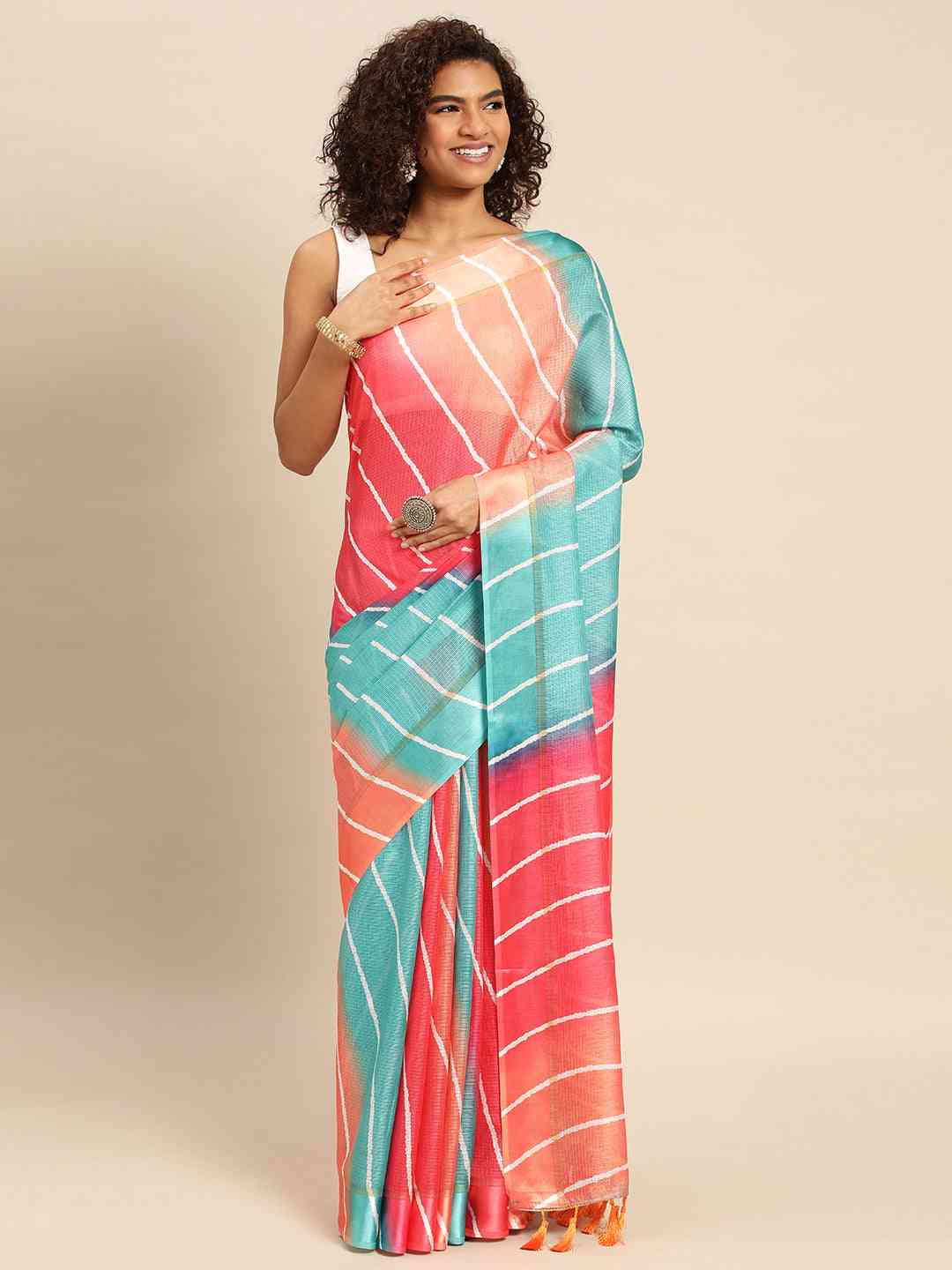 Soft Satin Kota Doriya Batik Digital Print Saree by My Store