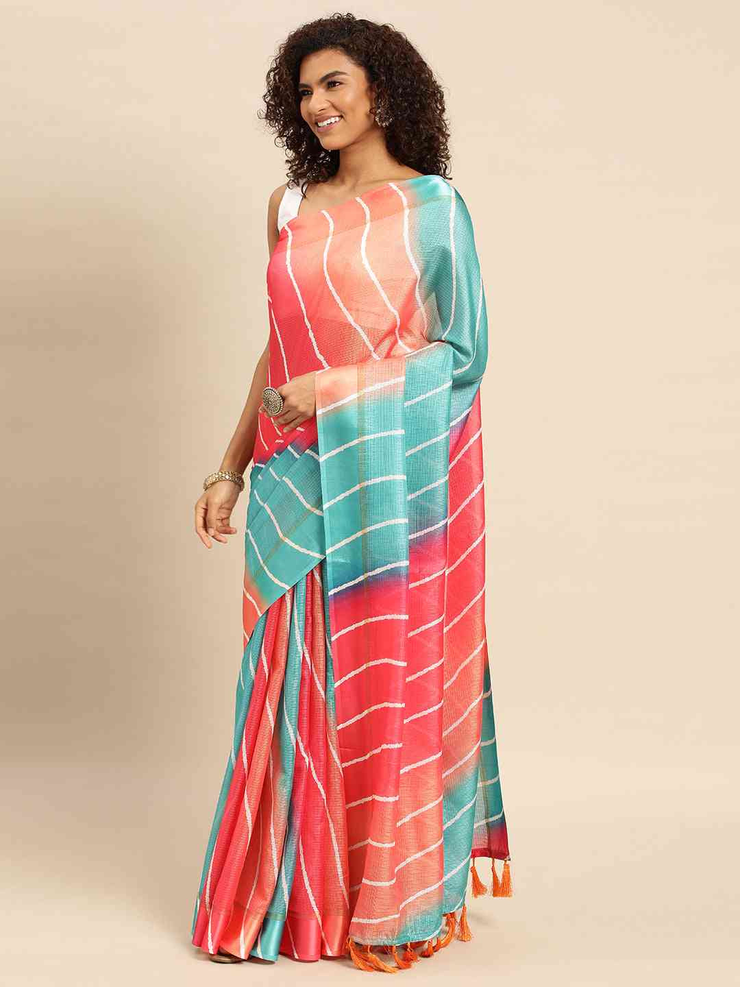 Soft Satin Kota Doriya Batik Digital Print Saree by My Store