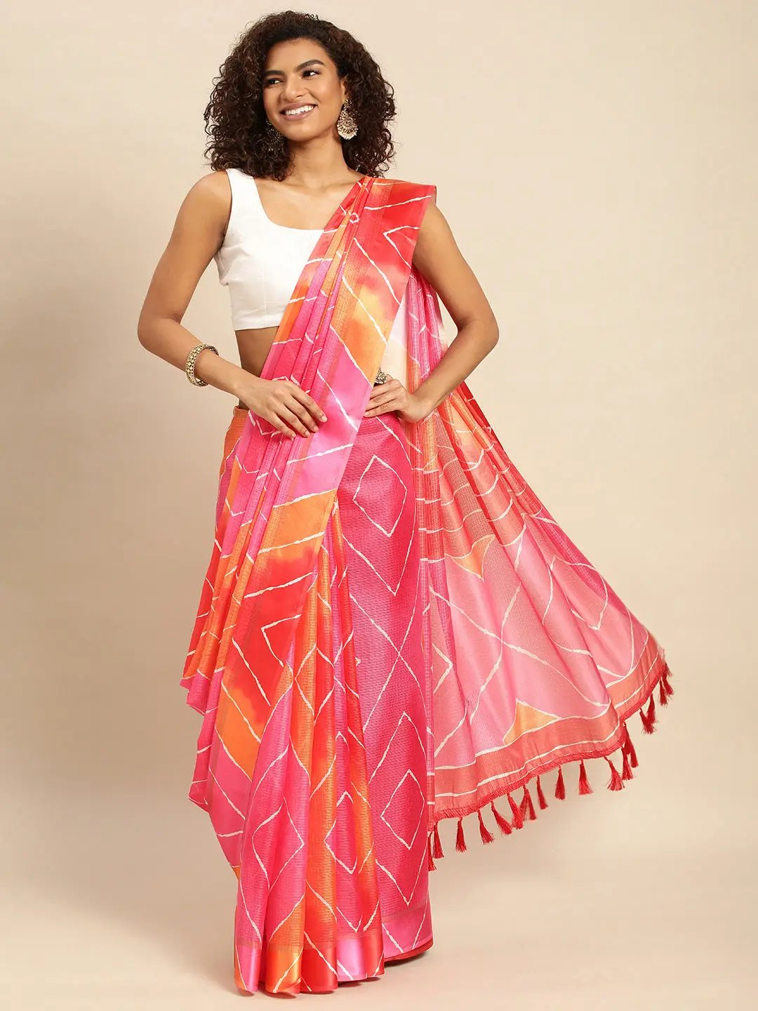 Soft Satin Kota Doriya Batik Digital Print Saree by My Store