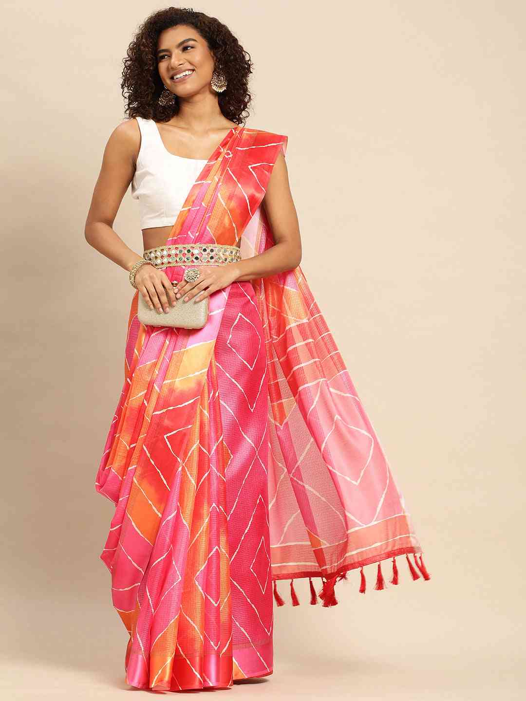 Soft Satin Kota Doriya Batik Digital Print Saree by My Store