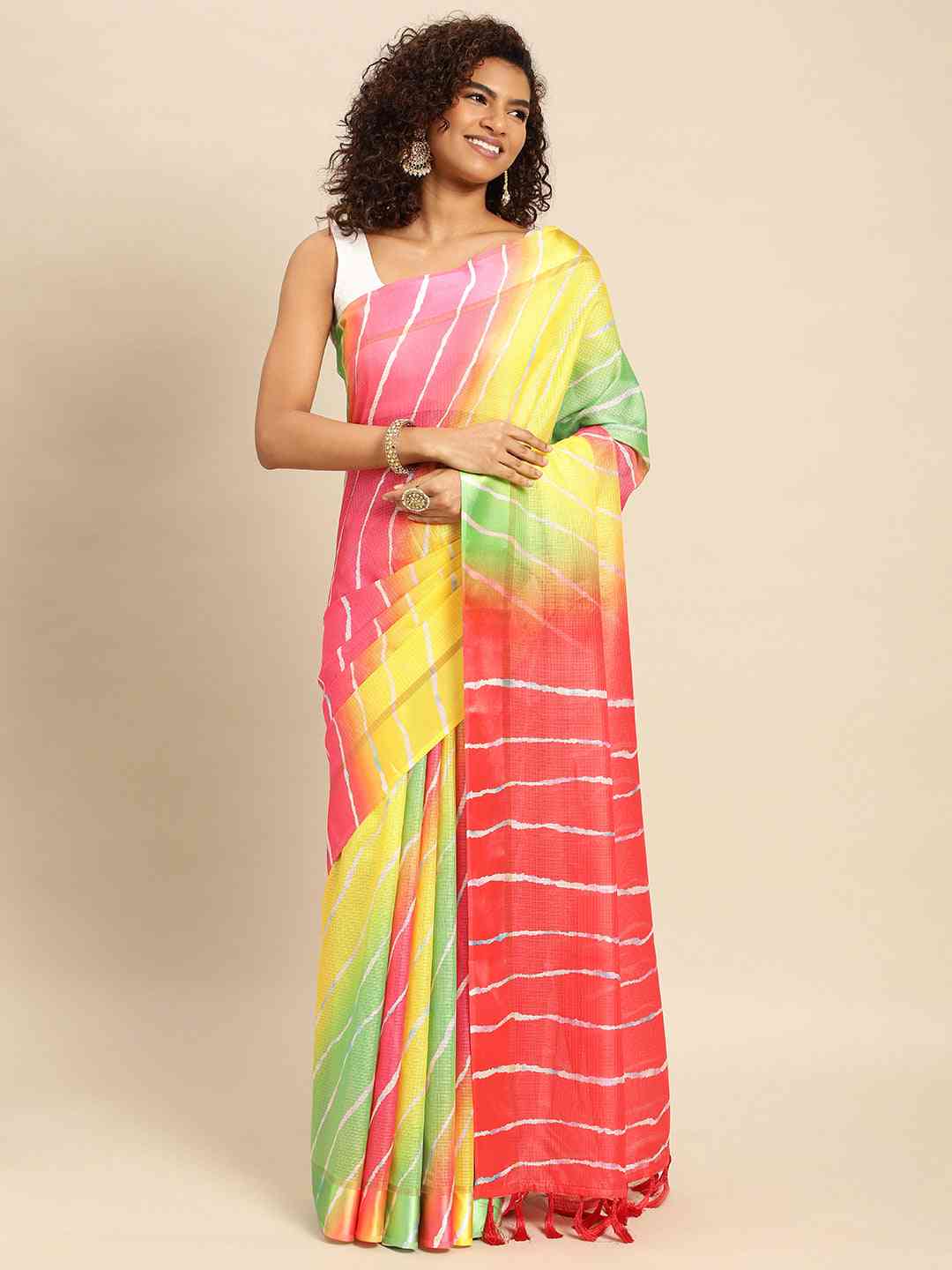 Soft Satin Kota Doriya Batik Digital Print Saree by My Store