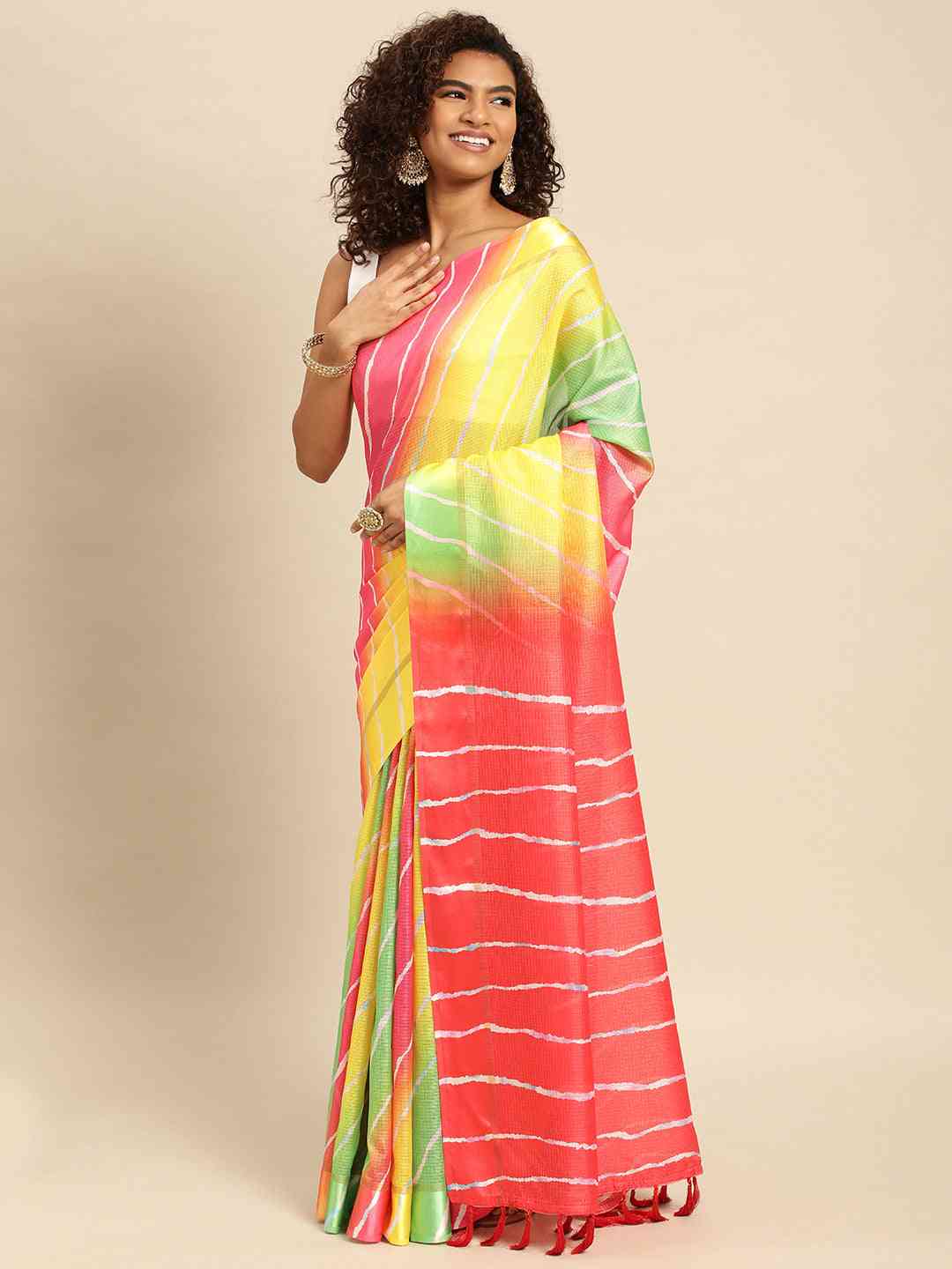 Soft Satin Kota Doriya Batik Digital Print Saree by My Store