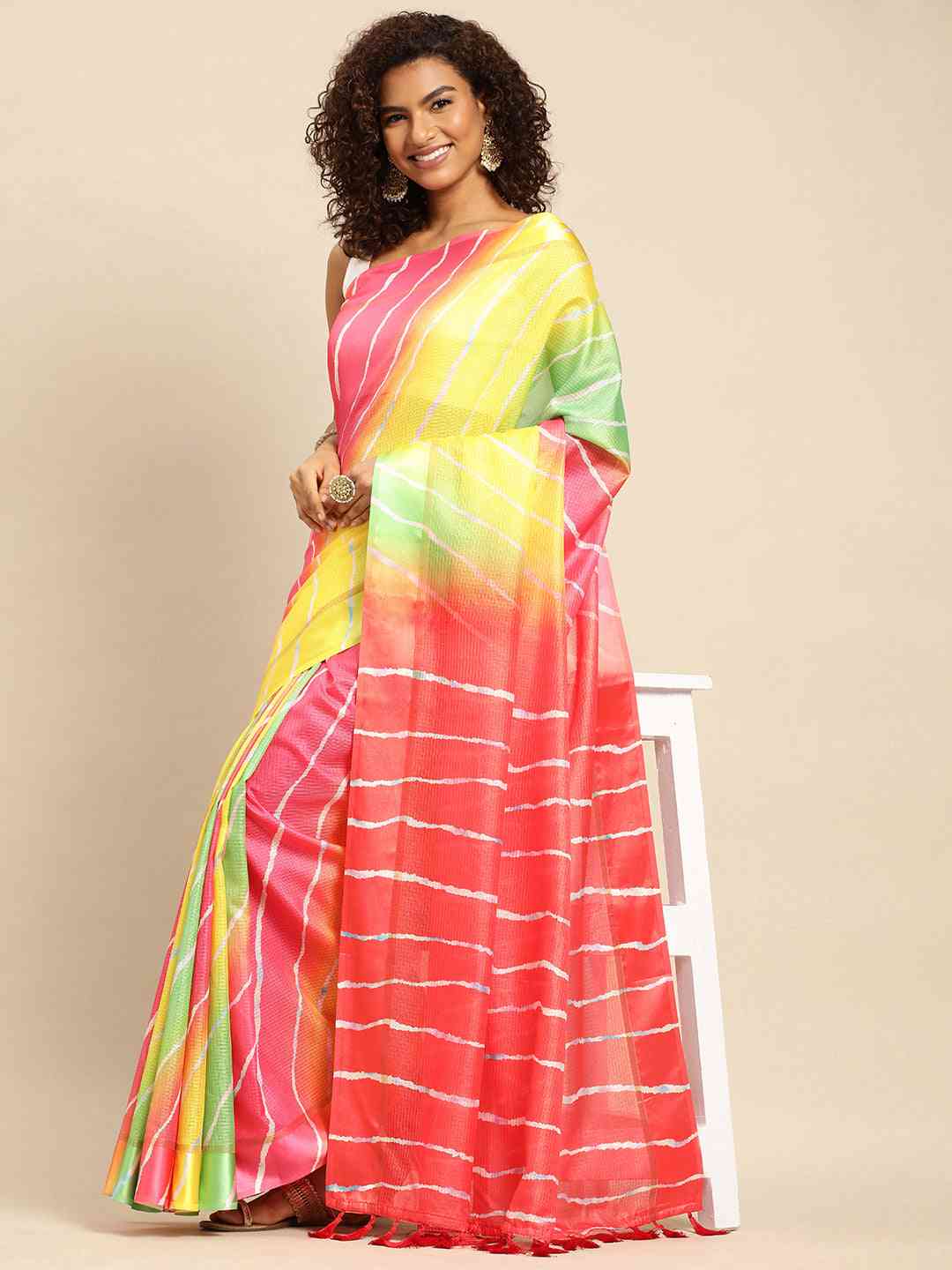 Soft Satin Kota Doriya Batik Digital Print Saree by My Store