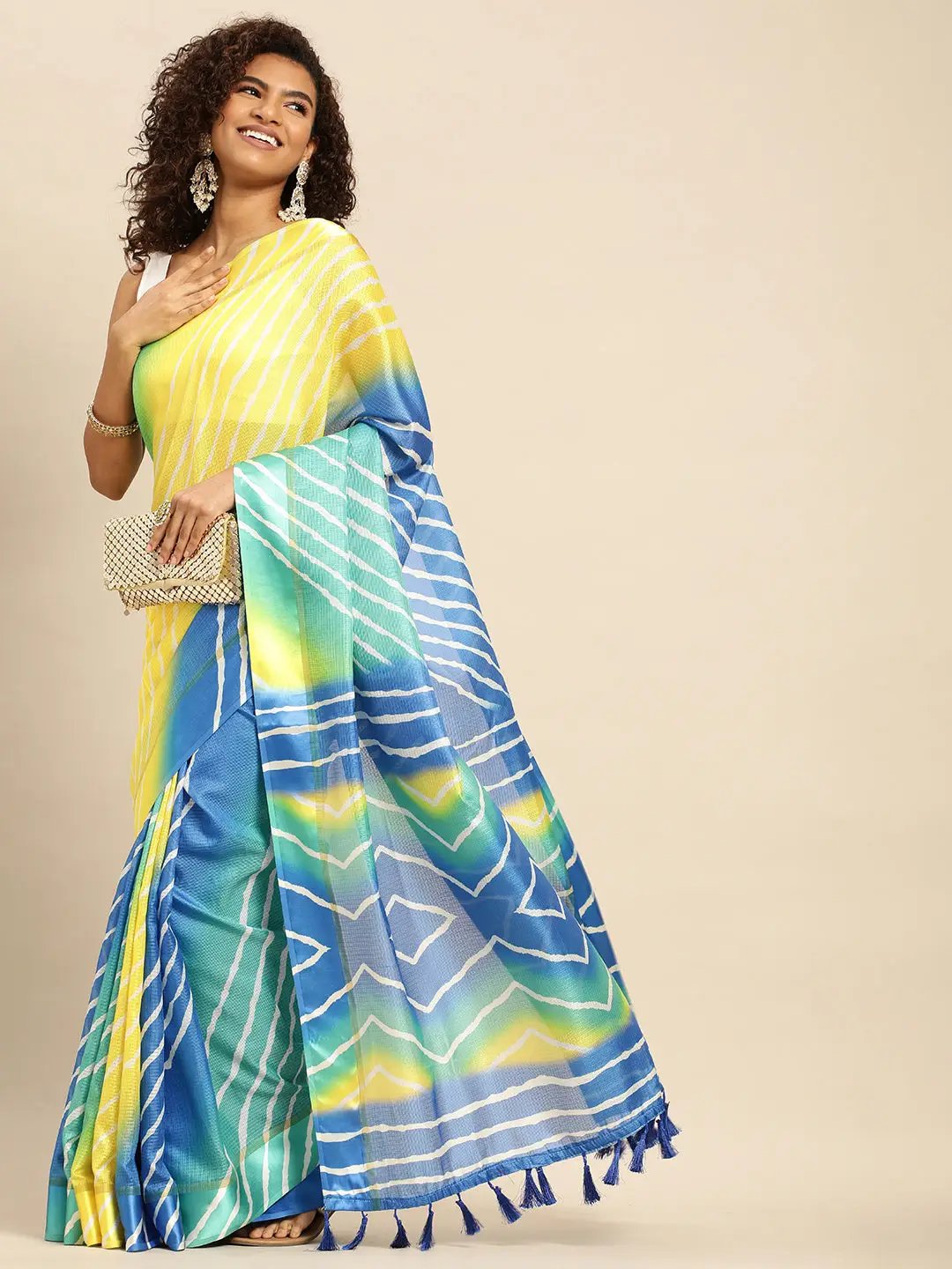Soft Satin Kota Doriya Batik Digital Print Saree by My Store