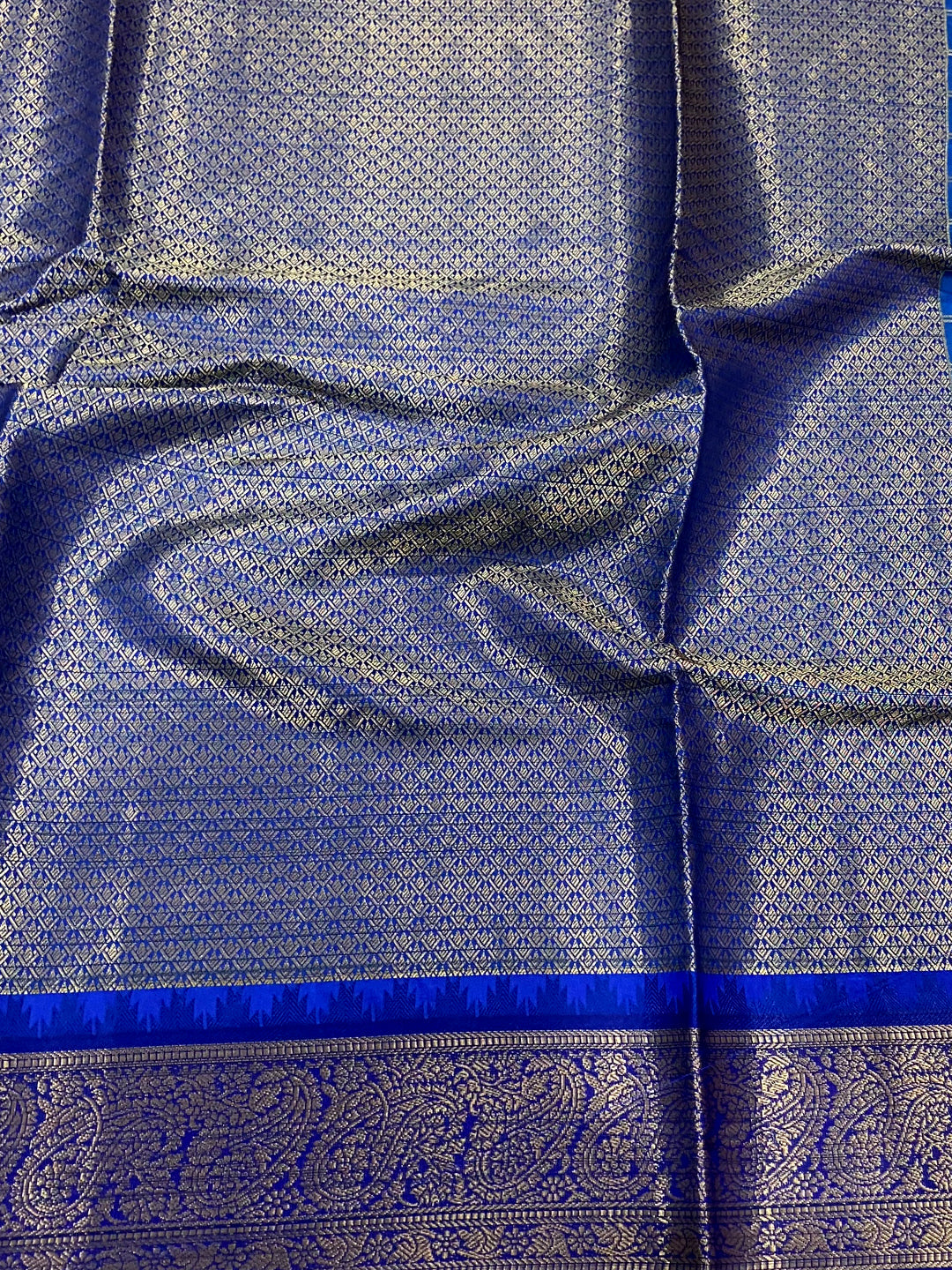 Blue Floral Bloom Kovai Rettapet Saree