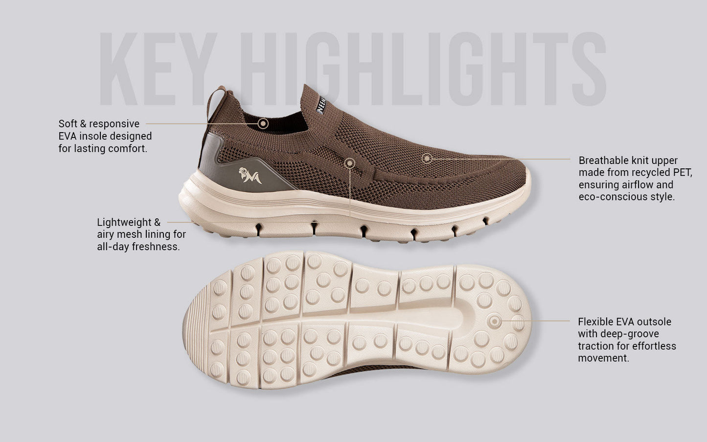 Breathe Ease Slip Ons : Brown by My Store