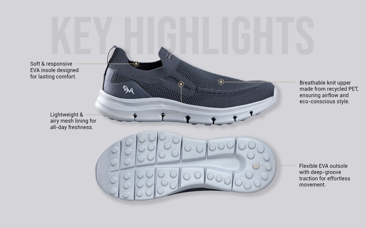 Breathe Ease Slip Ons : Grey by My Store