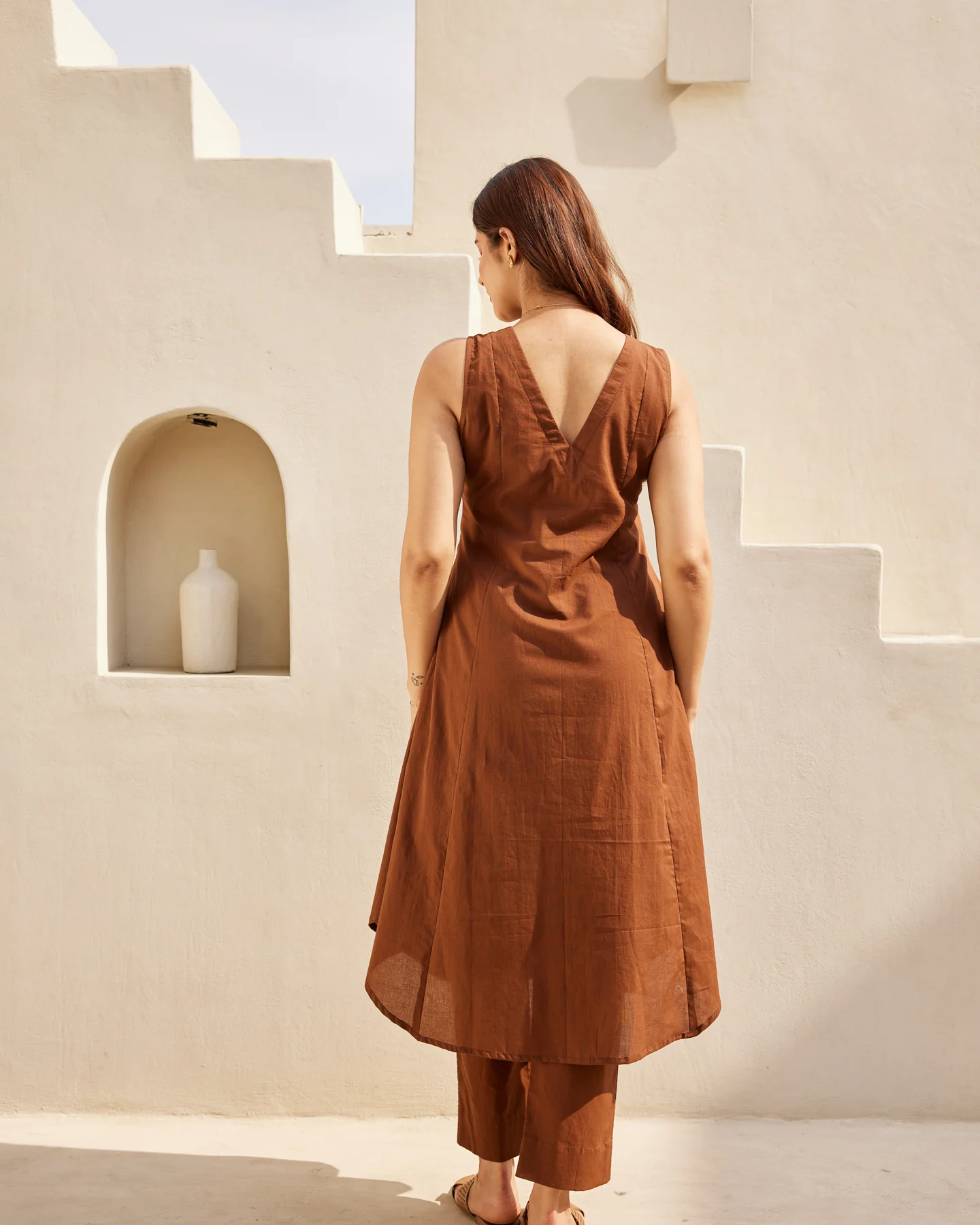 Trending Brown V-neack Kurta Set