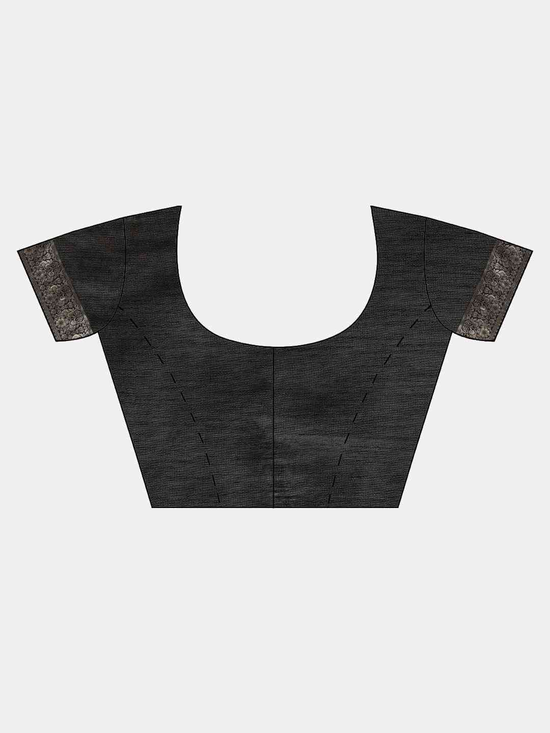 Stylish Black Colour Woven Design Cotton Saree by My Store