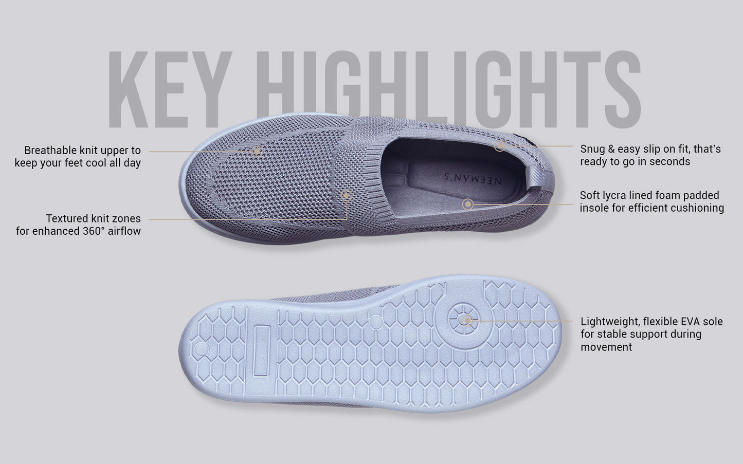 Casual Ease Slip Ons : Grey by My Store