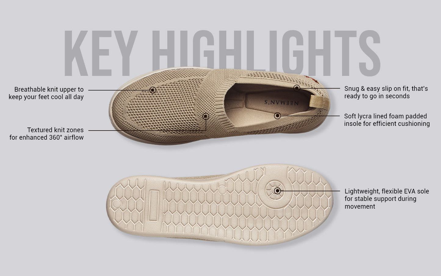 Casual Ease Slip Ons : Taupe by My Store