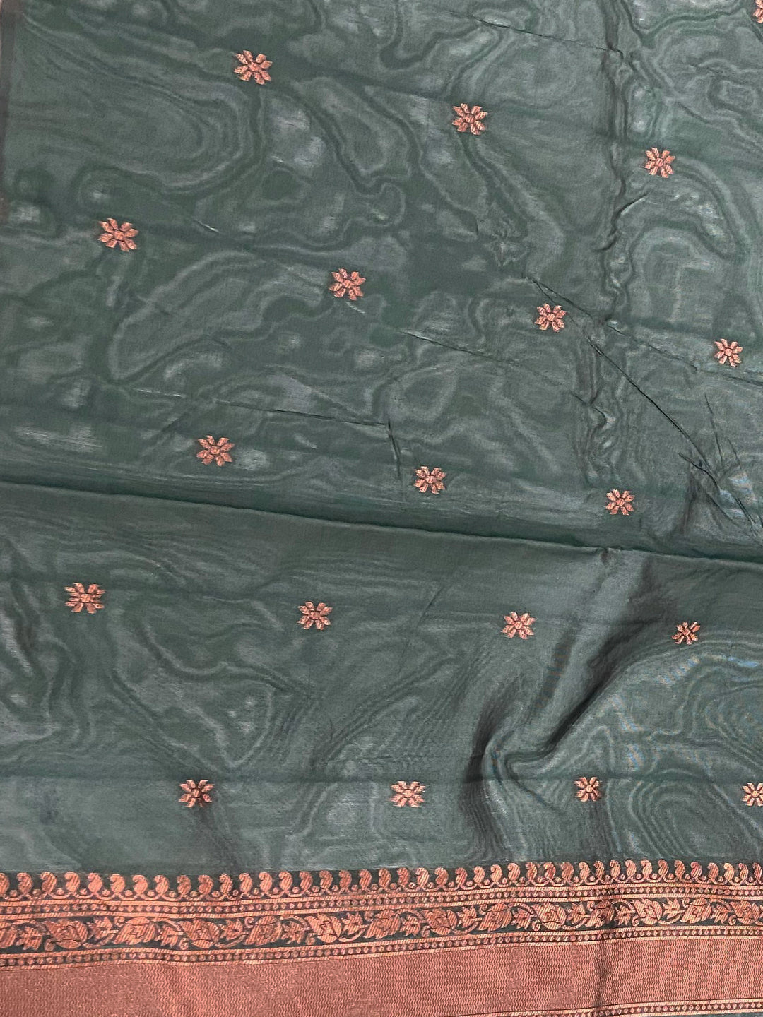 Deep Green Banarasi Silk Zari Butta Saree by My Store