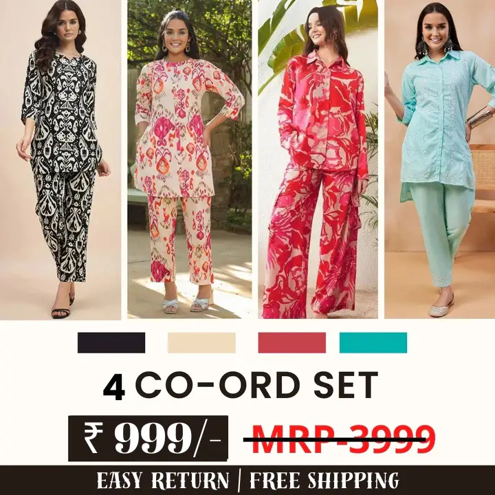 Stylish & Versatile 4 Co-ord Set Combo for Women | COMBO - 25