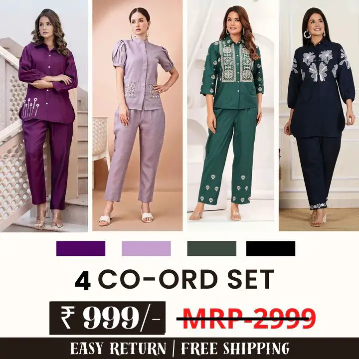 Stylish & Versatile 4 Co-ord Set Combo for Women | COMBO - 5