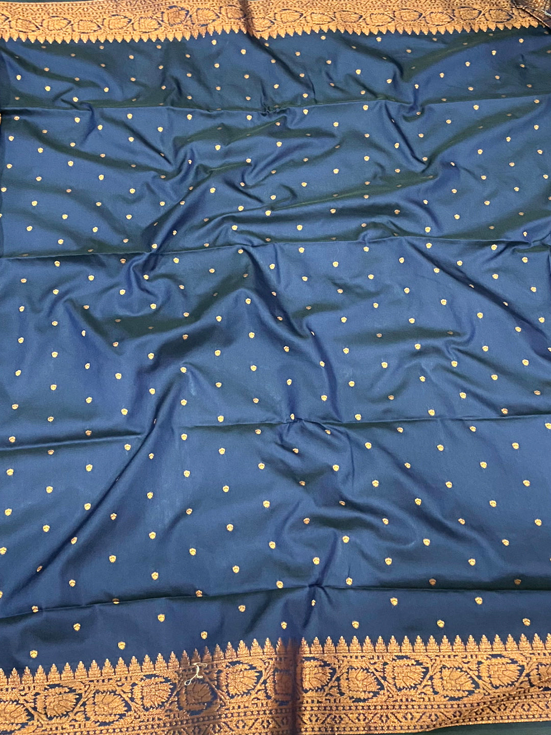 Navy Blue Soft Silk Coppar Zari Weaving Saree by My Store