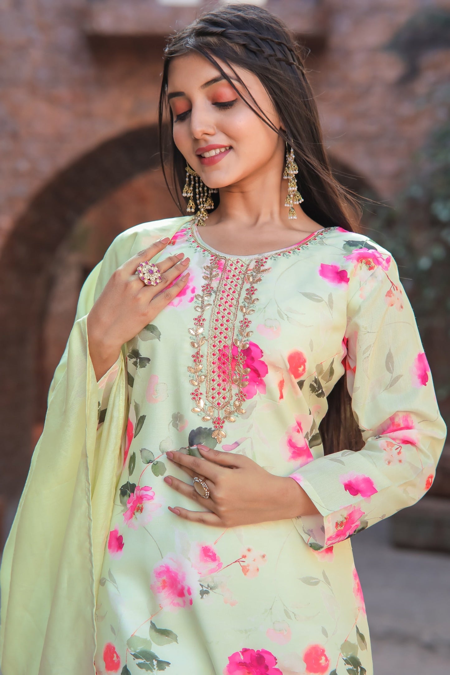 Festival Wear Cotton Cream Kurta Set
