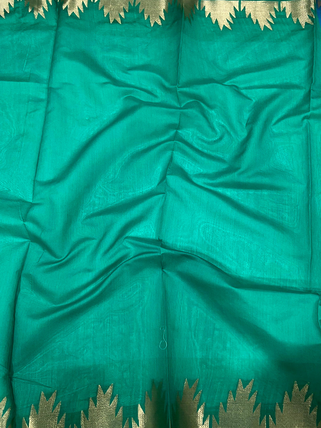 Sky Blue Banarasi Raw Silk Ikkat Saree by My Store