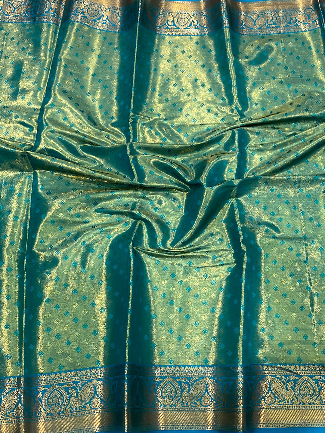Serene Rama Floral Dharmavaram Silk Saree by My Store