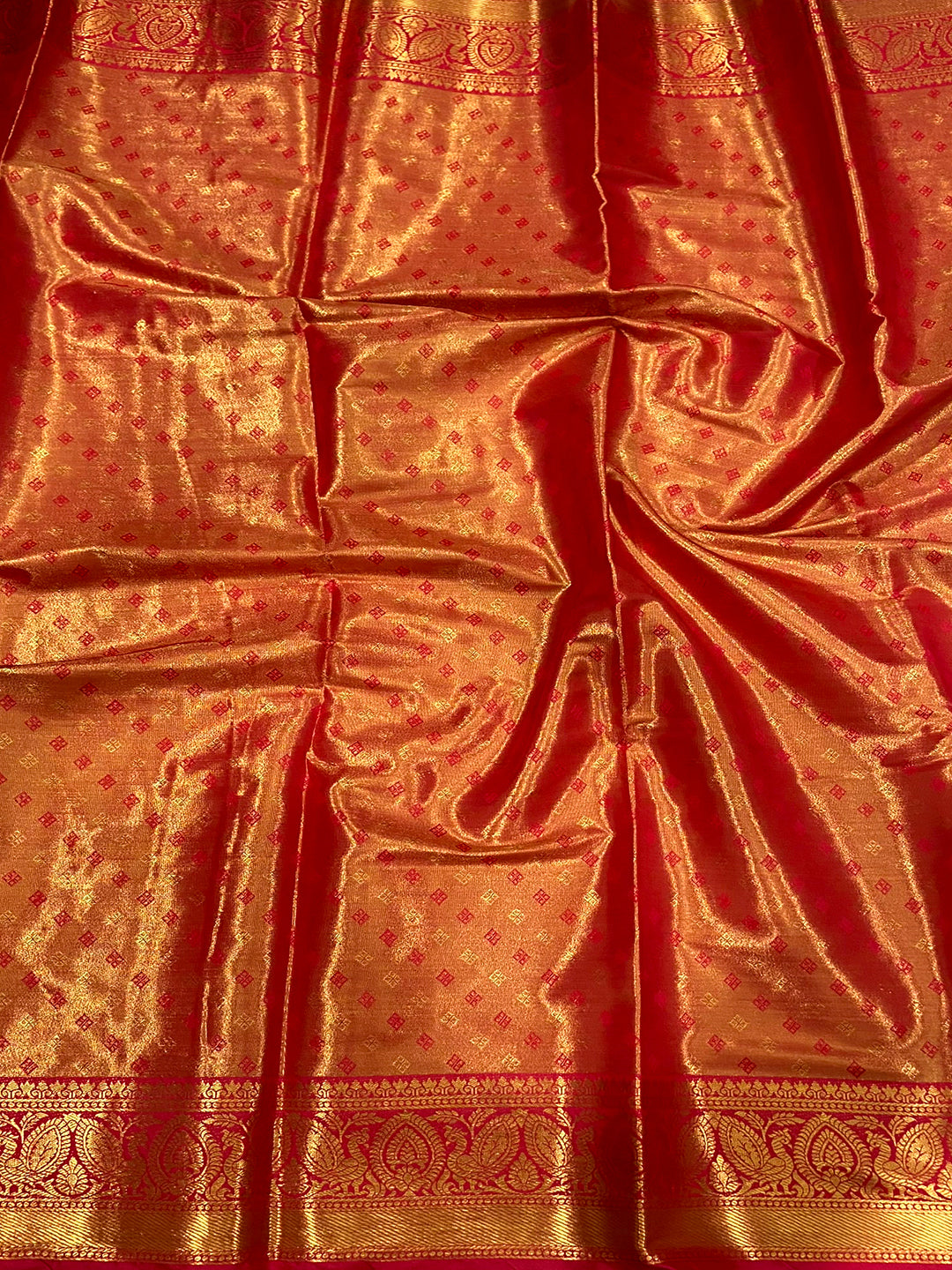 Radiant Red Floral Dharmavaram Silk Saree by My Store