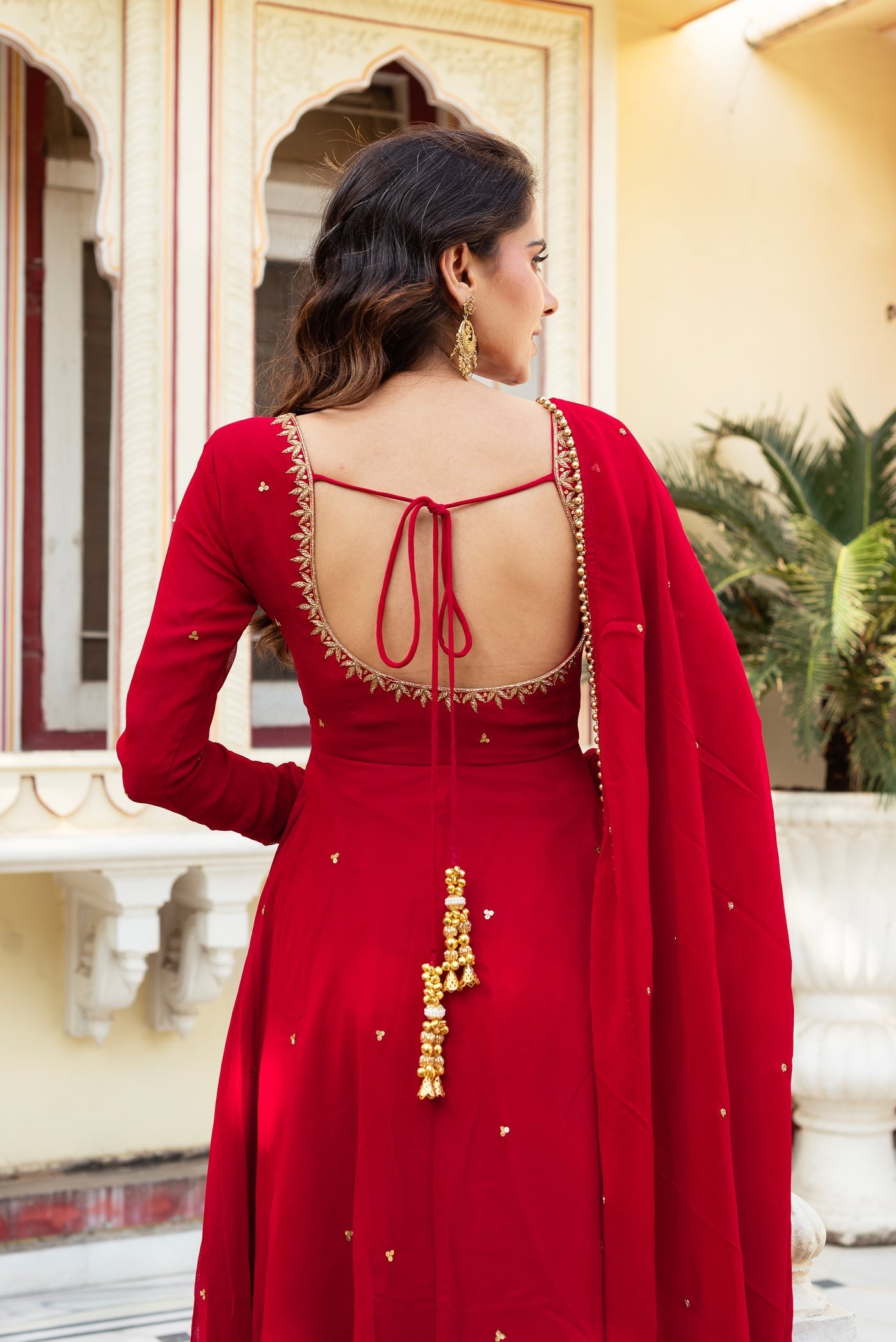 Radiate Elegance in This Red Hand Work Anarkali Suit by My Store