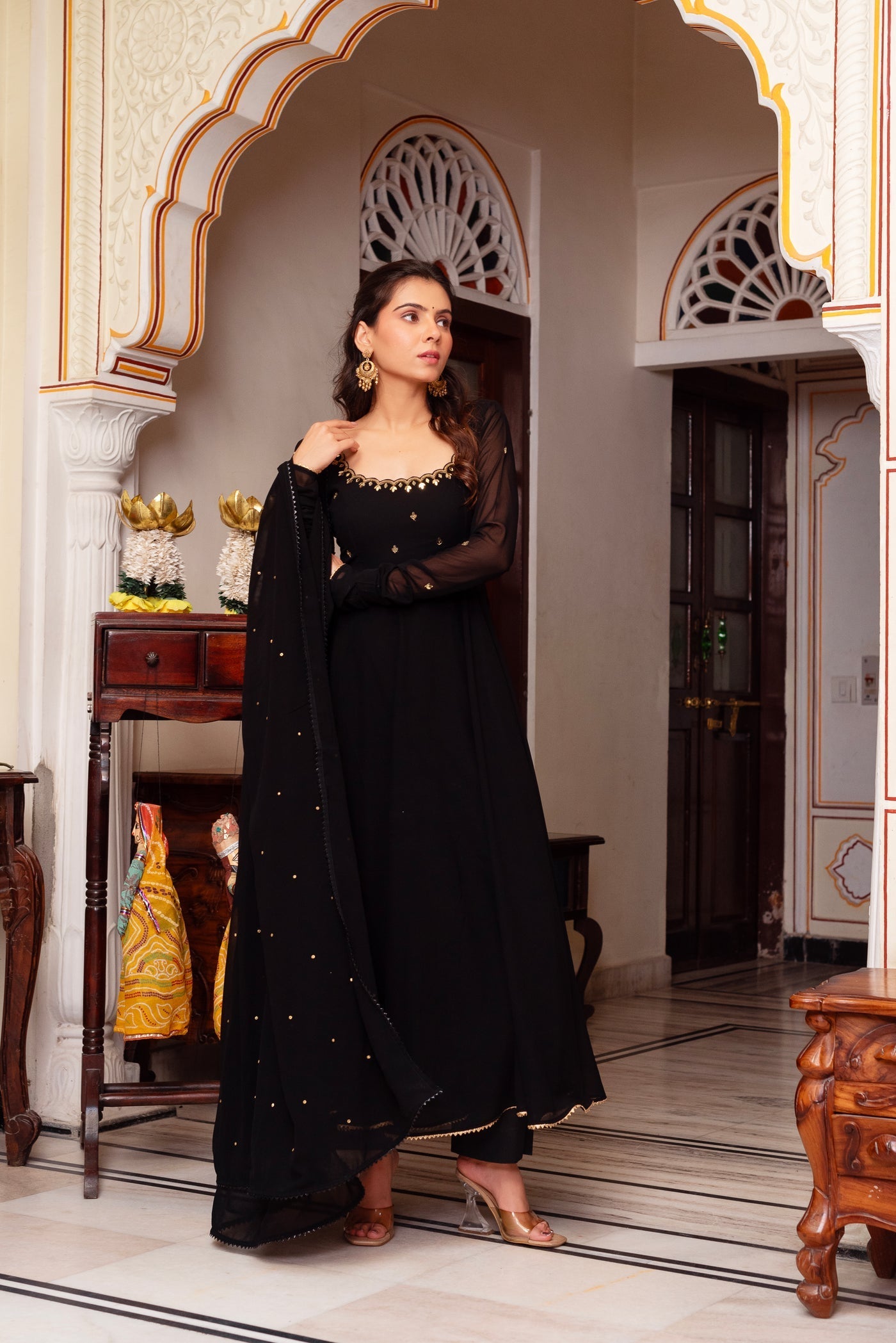 Black Color Hand Work Anarkali Suit with Dupatta by My Store