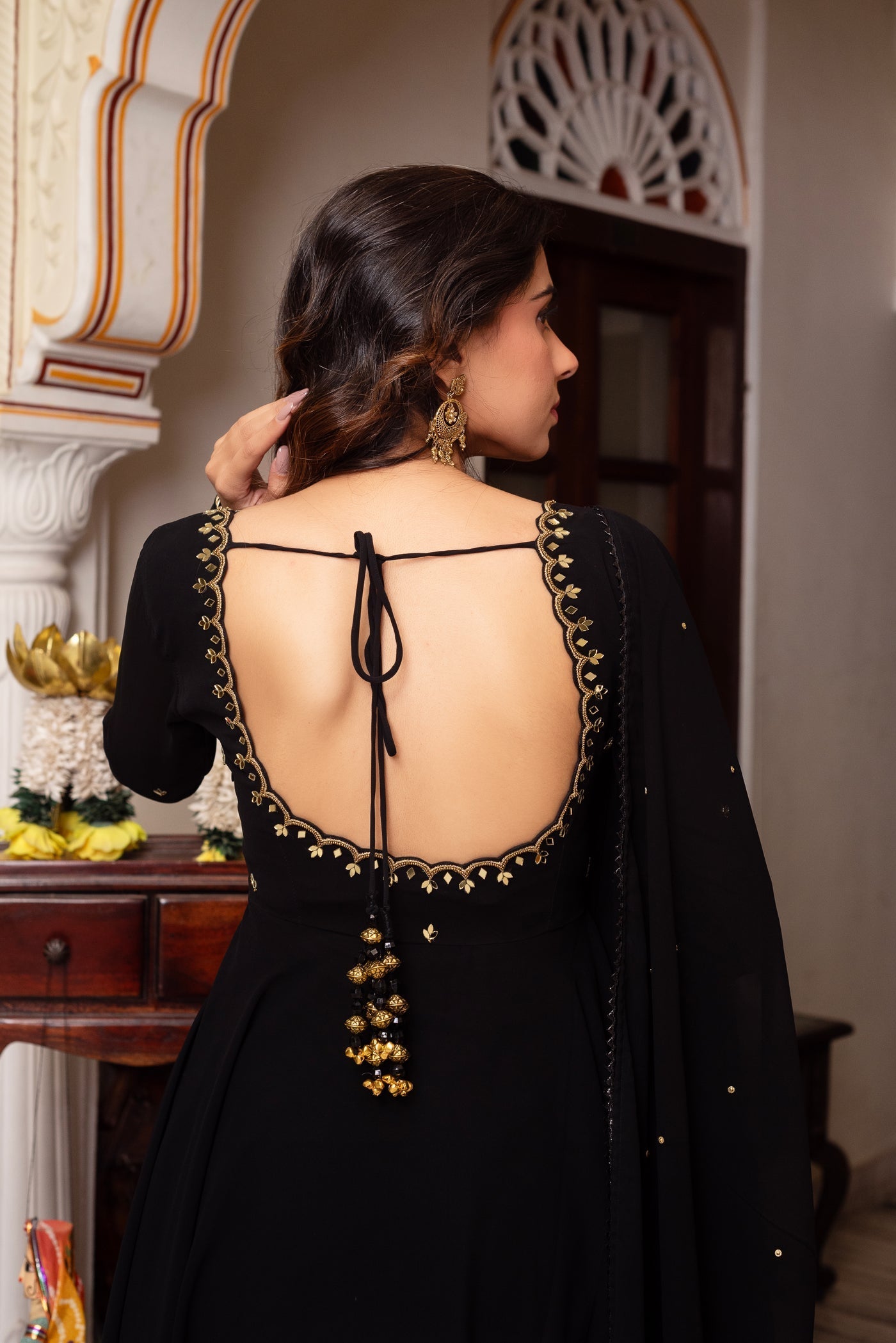 Black Color Hand Work Anarkali Suit with Dupatta by My Store