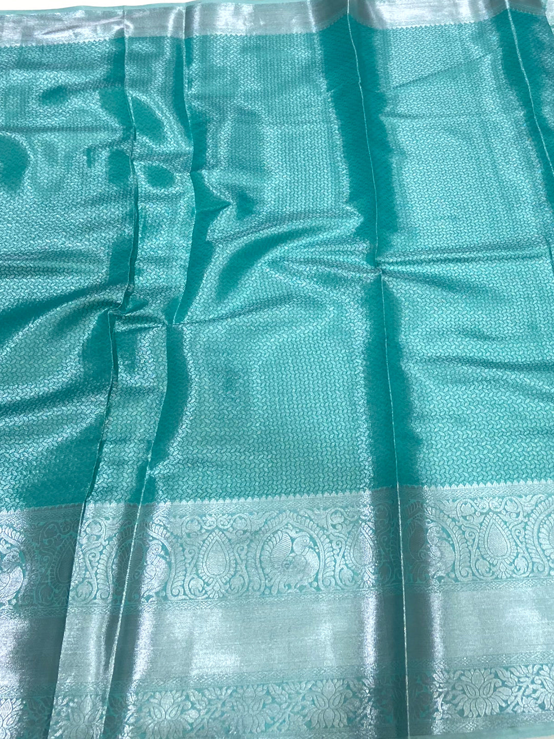 Sky Blue Banarasi Kanjivaram Silk Saree by My Store