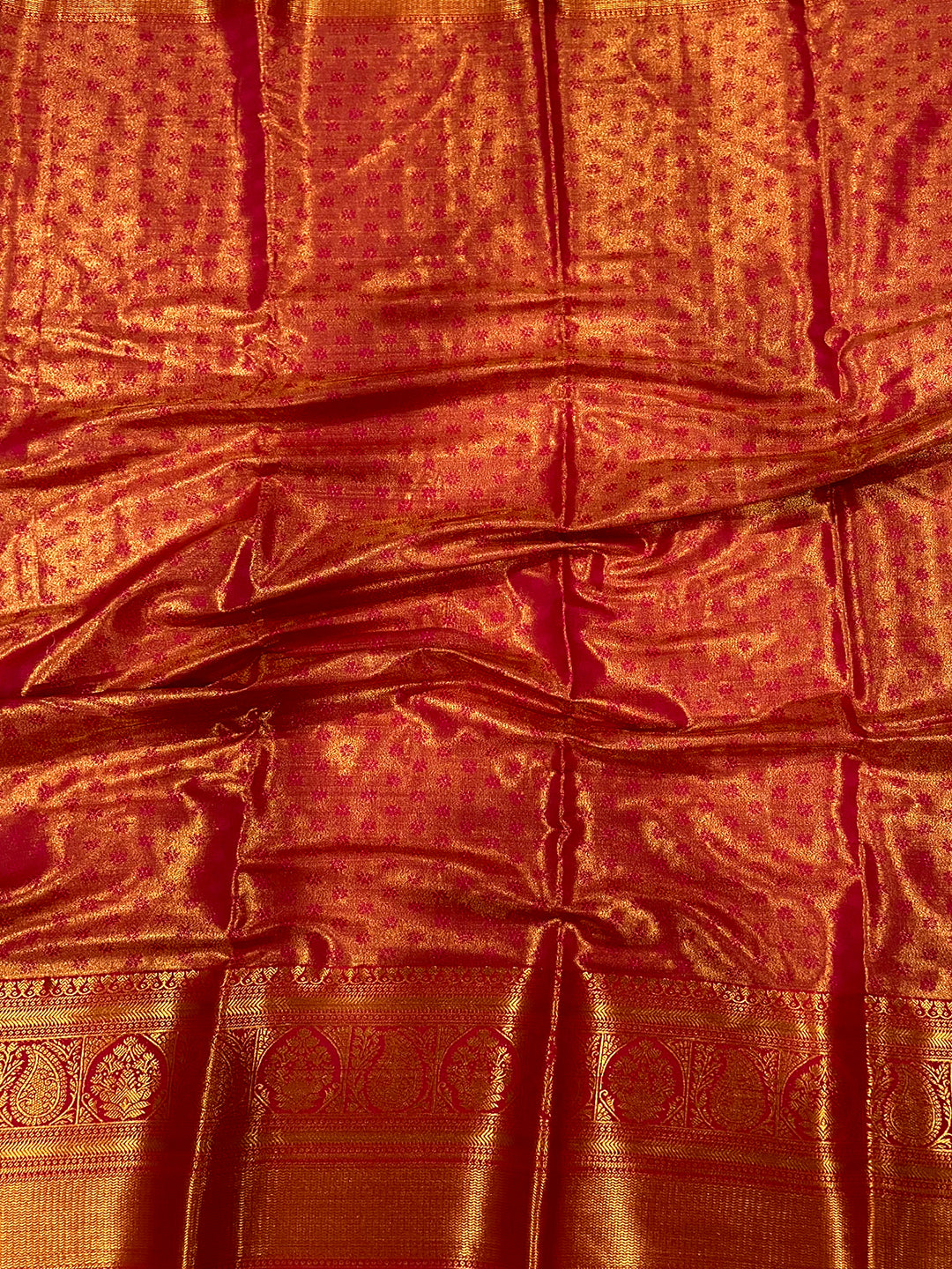 Elegant Red Butterfly Floral Dharmavaram Saree by My Store