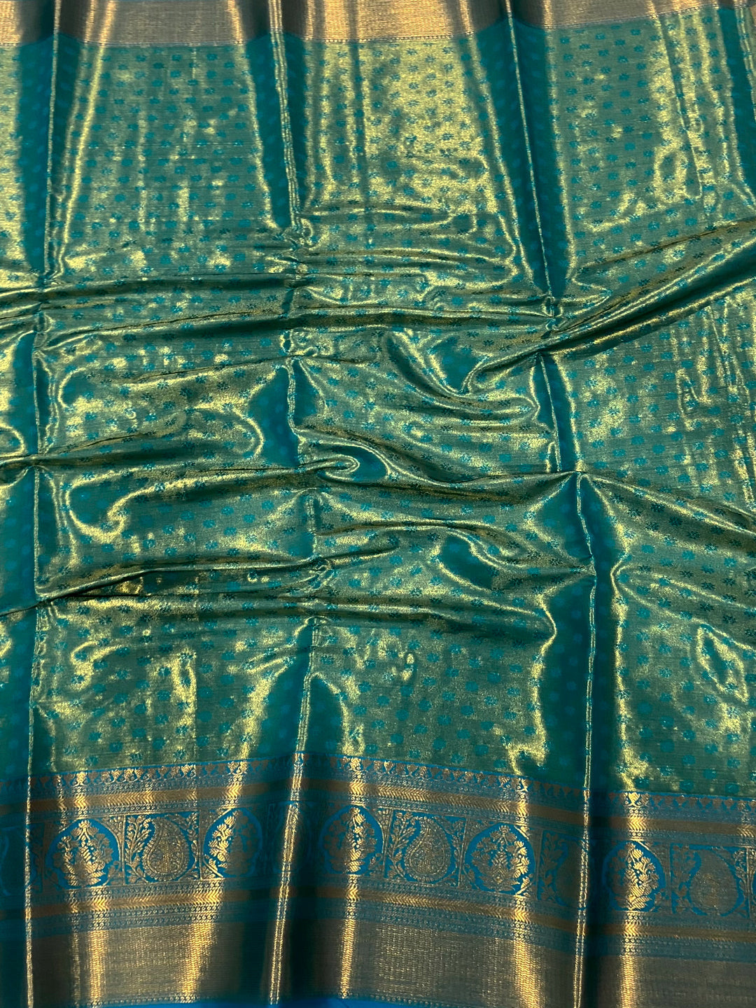 Radiant Rama Butterfly Floral Dharmavaram Saree by My Store