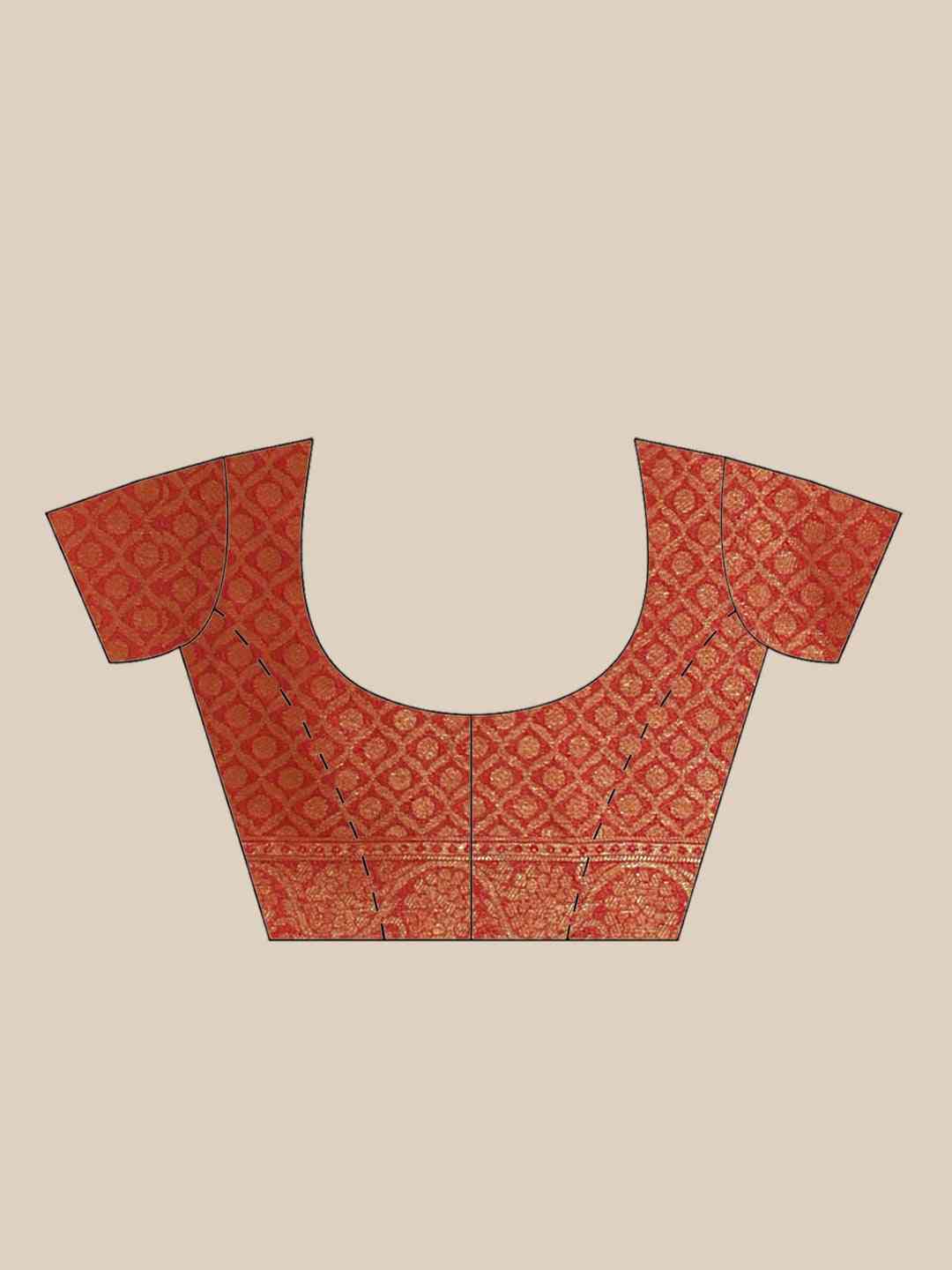 Red Colour Banarasi Silk Blend Saree With Zari Woven Desing by My Store