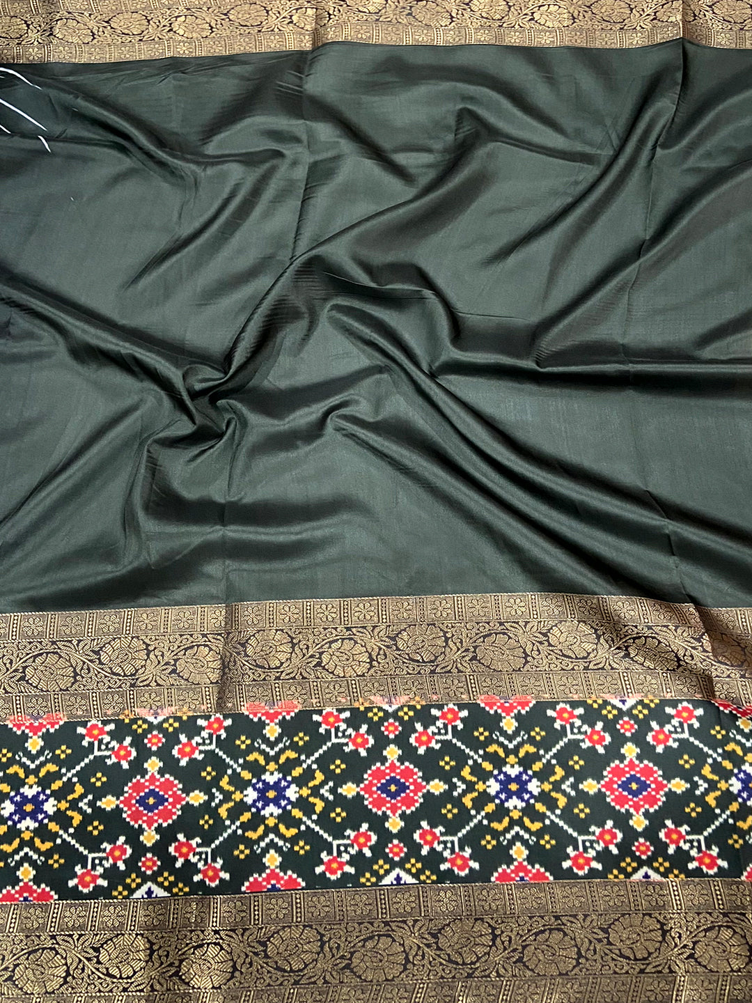 Beige Ikkat Kalamkari Saree