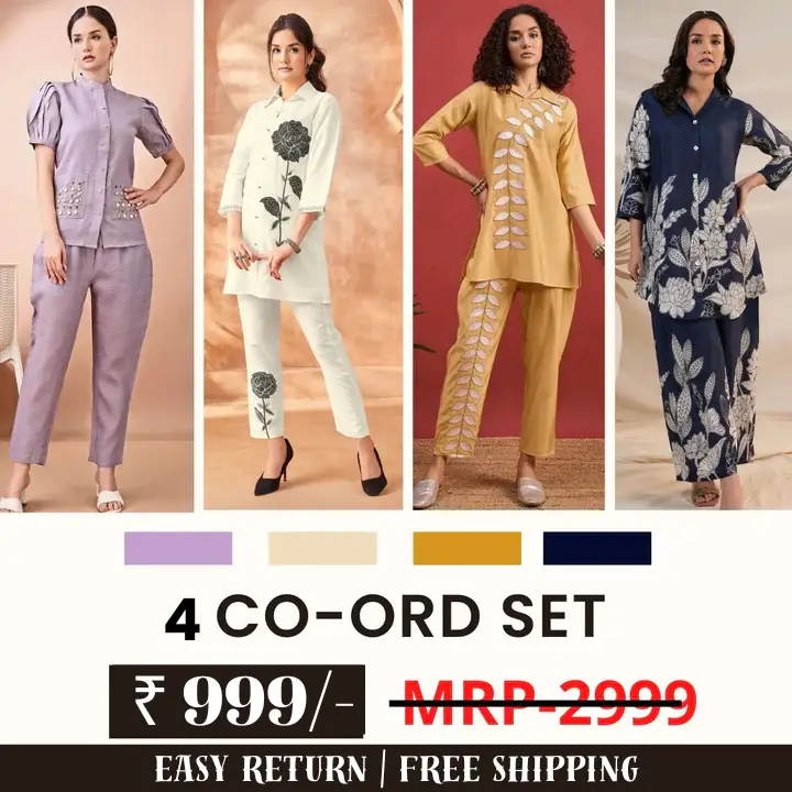 Stylish & Versatile 4 Co-ord Set Combo for Women | COMBO - 21