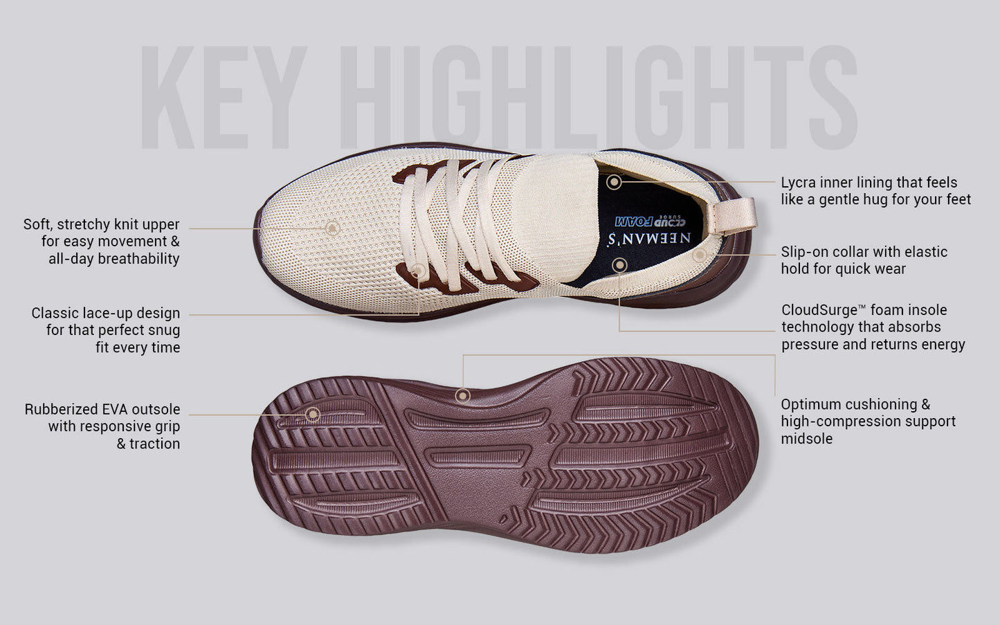 Ease Walk Snug : Ivory Brown by My Store