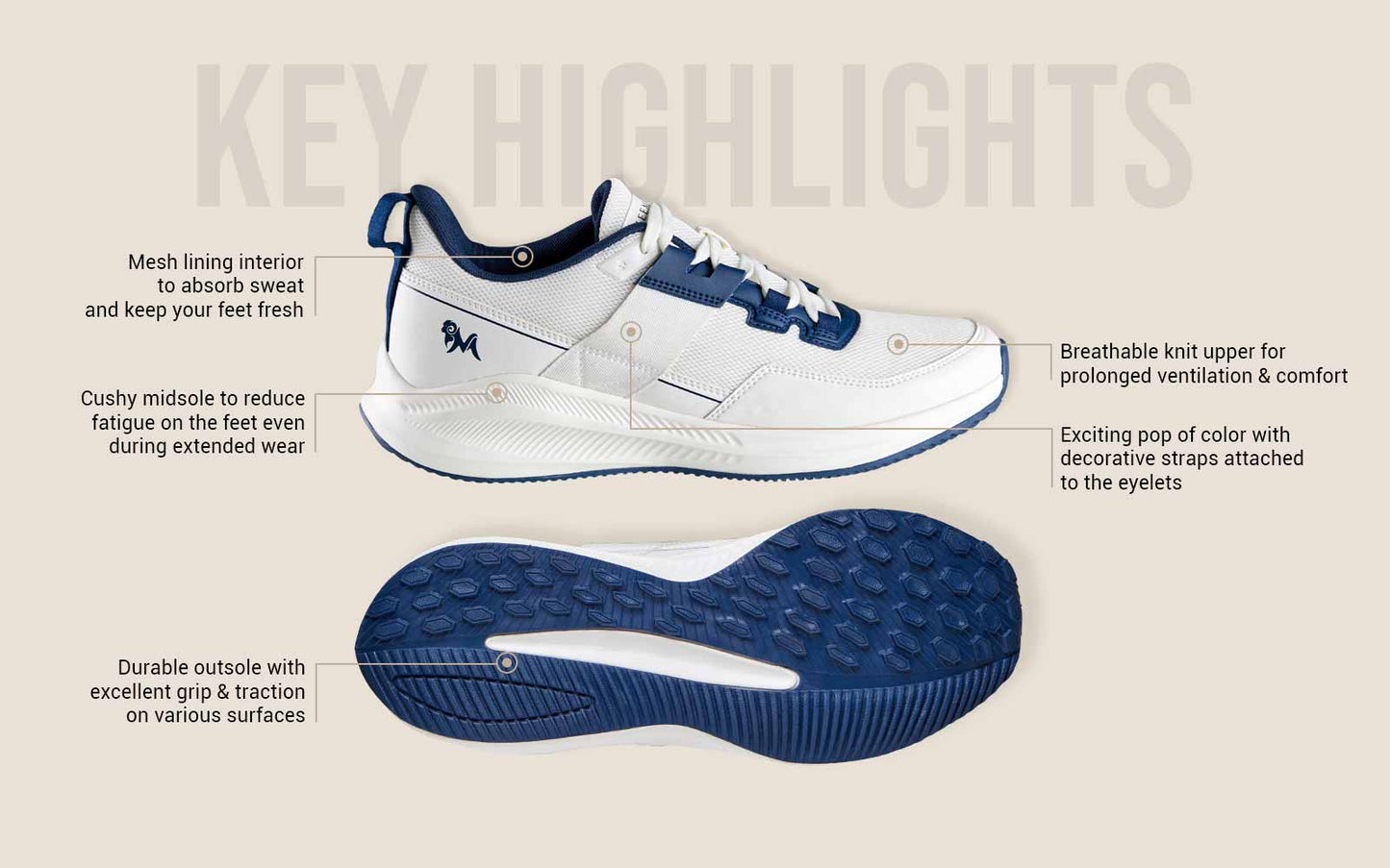 The Exuberants – White-Blue | Trendy White & Blue Sneakers for Active Everyday Style